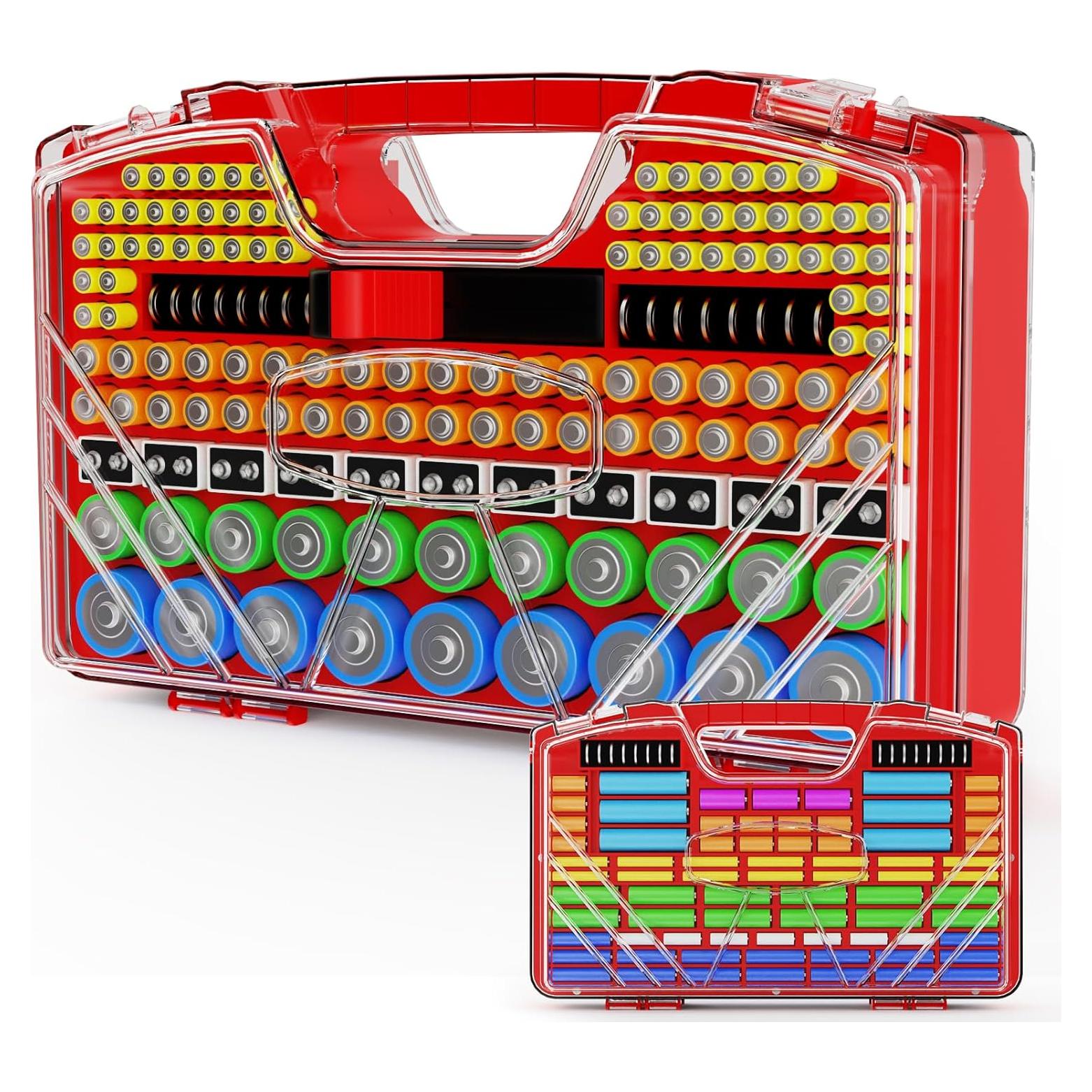 Organizador de Baterías RESGKZE Rojo con Probador 285+ Baterías