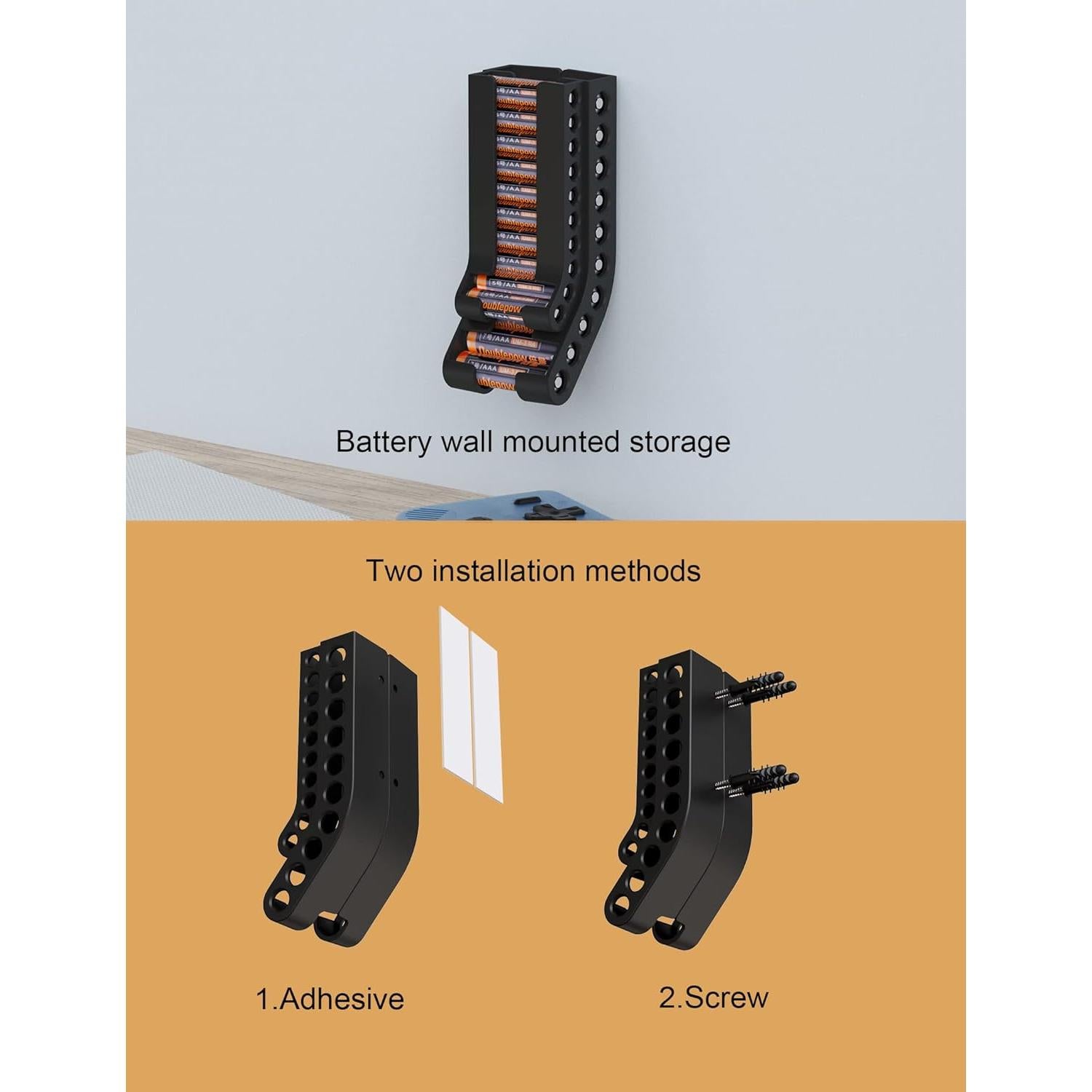 Organizador de Baterías Montaje en Pared ZZHDESBY Negro