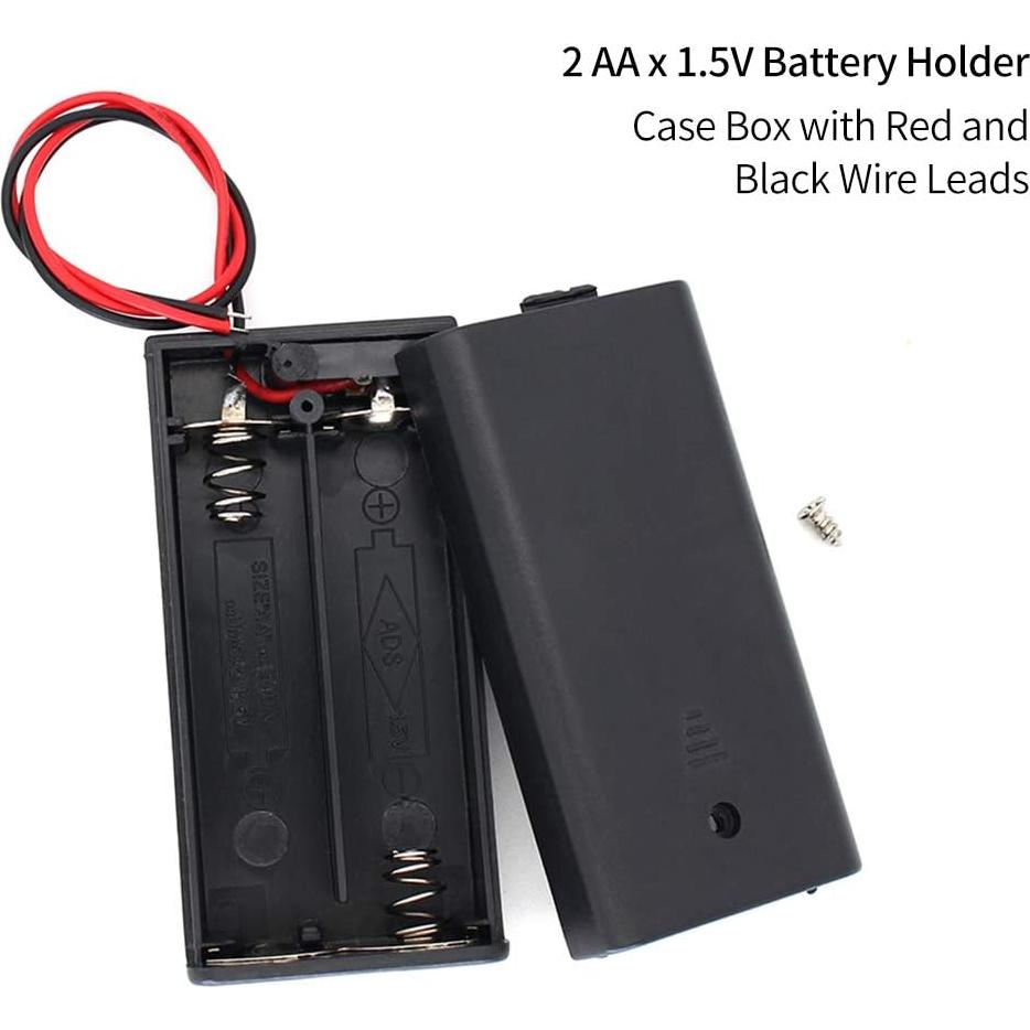 Soporte de Batería AA x 2 con Cables y Interruptor ON/OFF - Paquete de 4