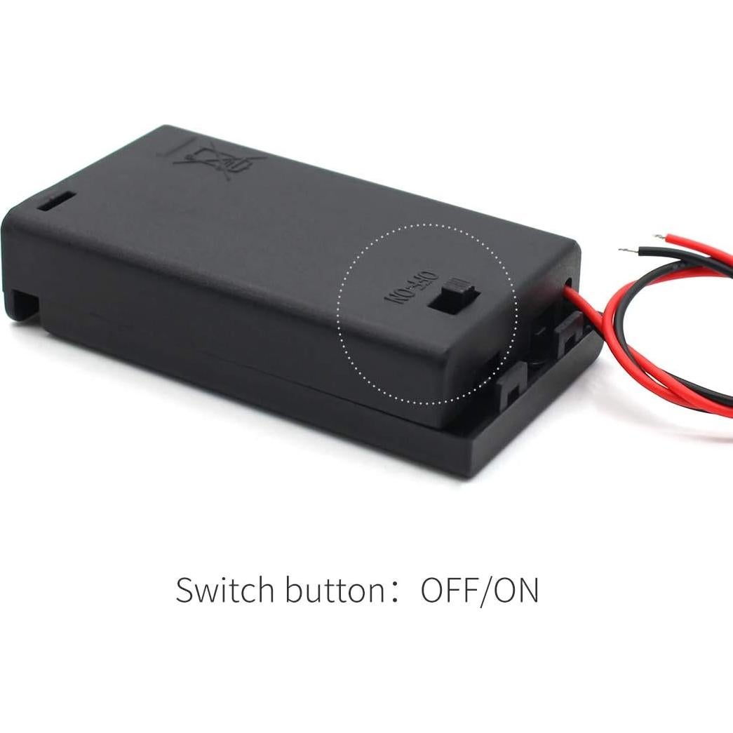 Soporte de Batería AA x 2 con Cables y Interruptor ON/OFF - Paquete de 4