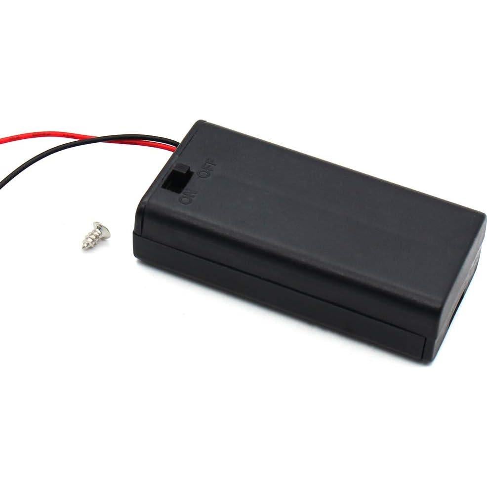 Soporte de Batería AA x 2 con Cables y Interruptor ON/OFF - Paquete de 4