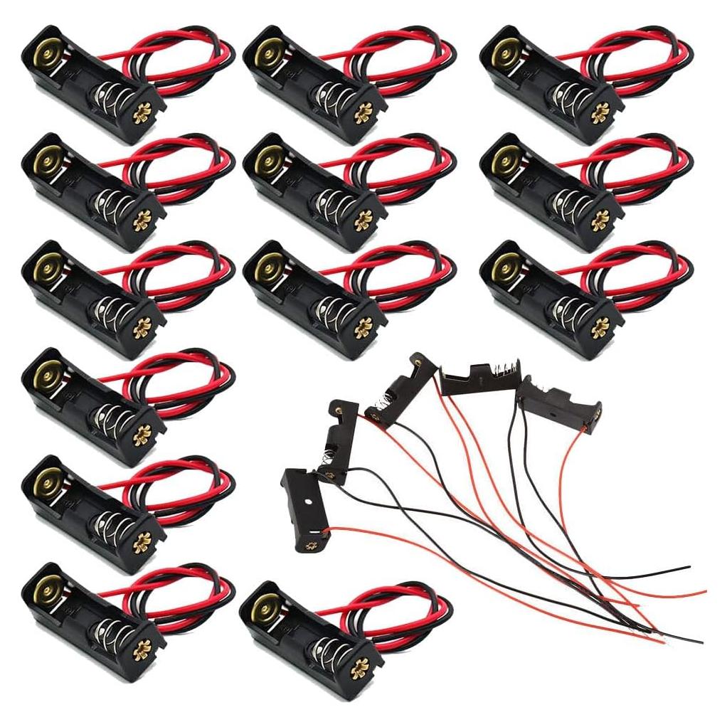 Paquete de 18 Soportes de Batería A23 12V con Cables Negro