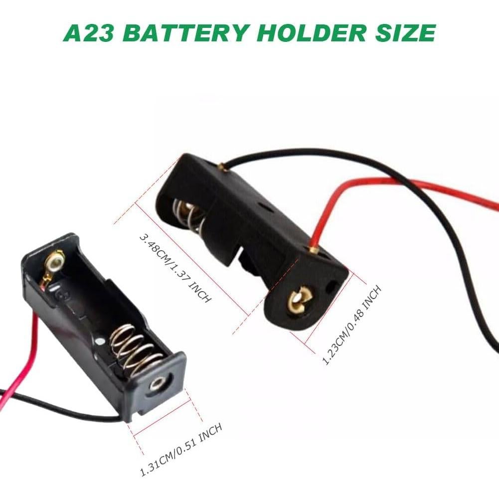 Paquete de 18 Soportes de Batería A23 12V con Cables Negro