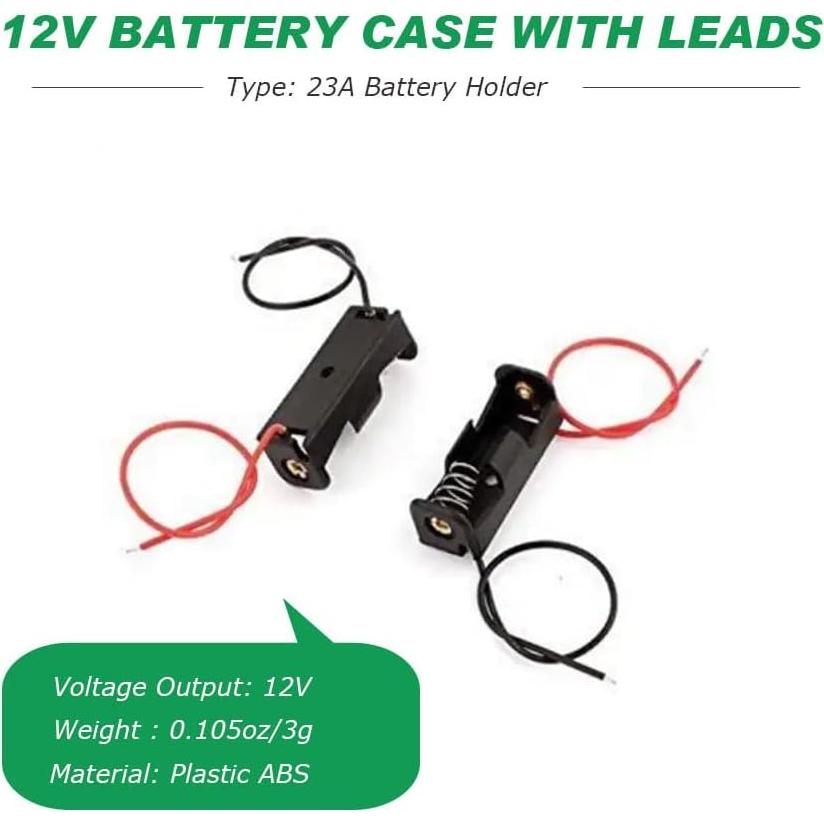 Paquete de 18 Soportes de Batería A23 12V con Cables Negro