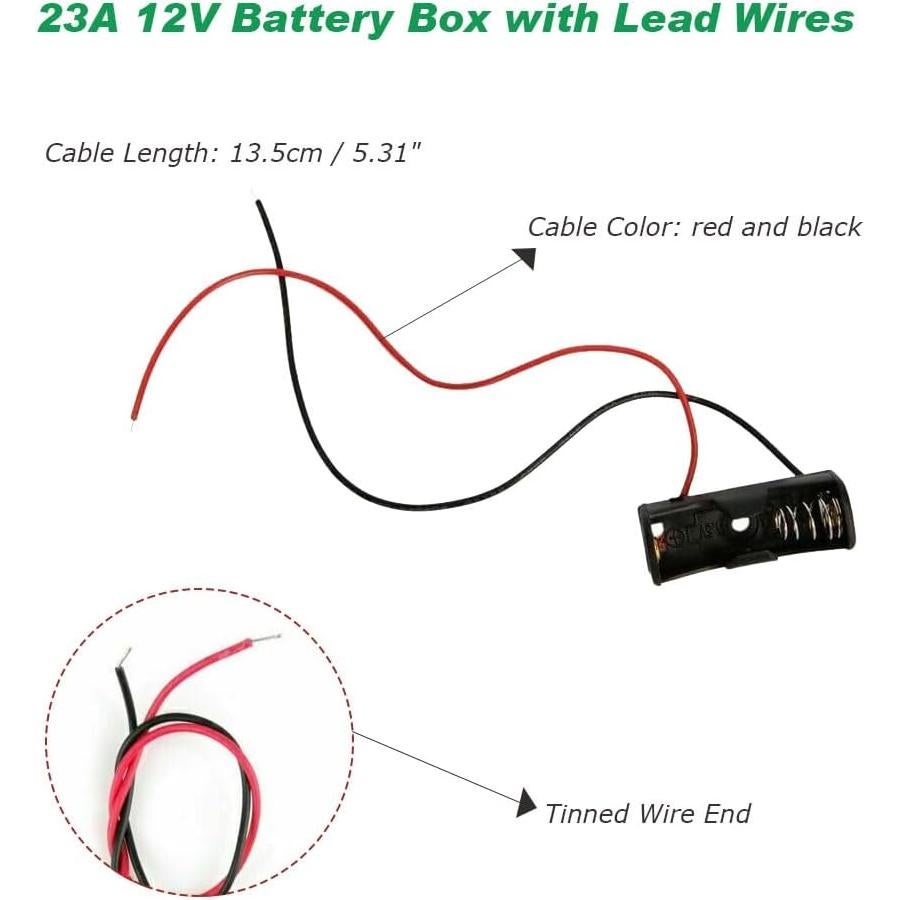 Paquete de 18 Soportes de Batería A23 12V con Cables Negro