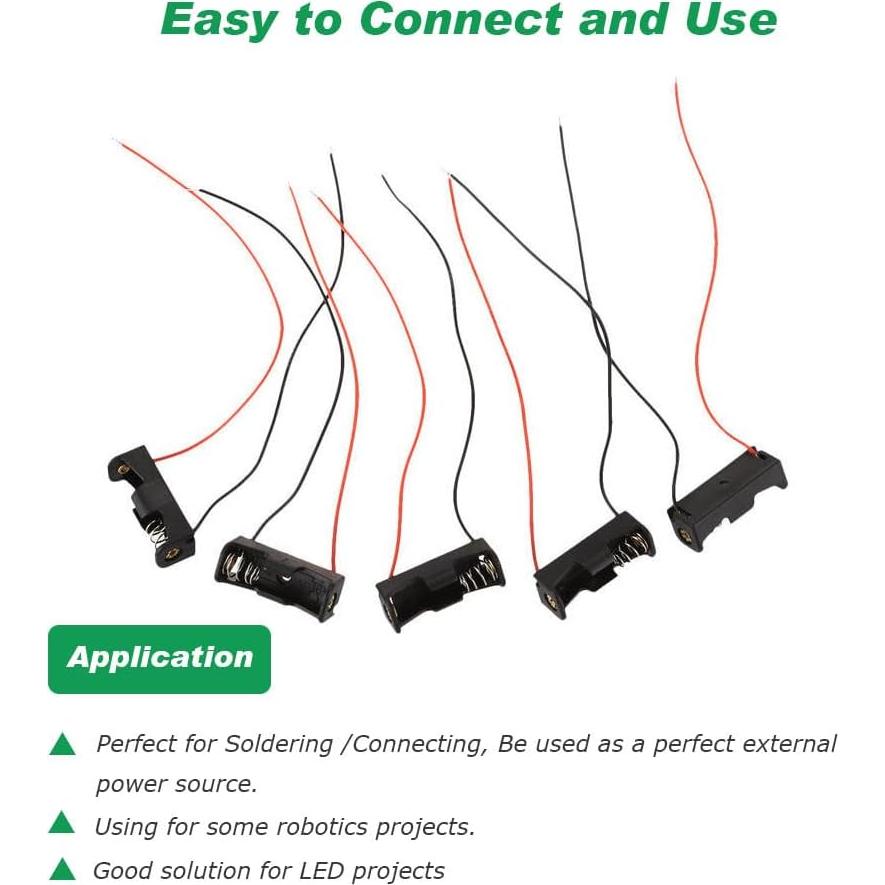 Paquete de 18 Soportes de Batería A23 12V con Cables Negro