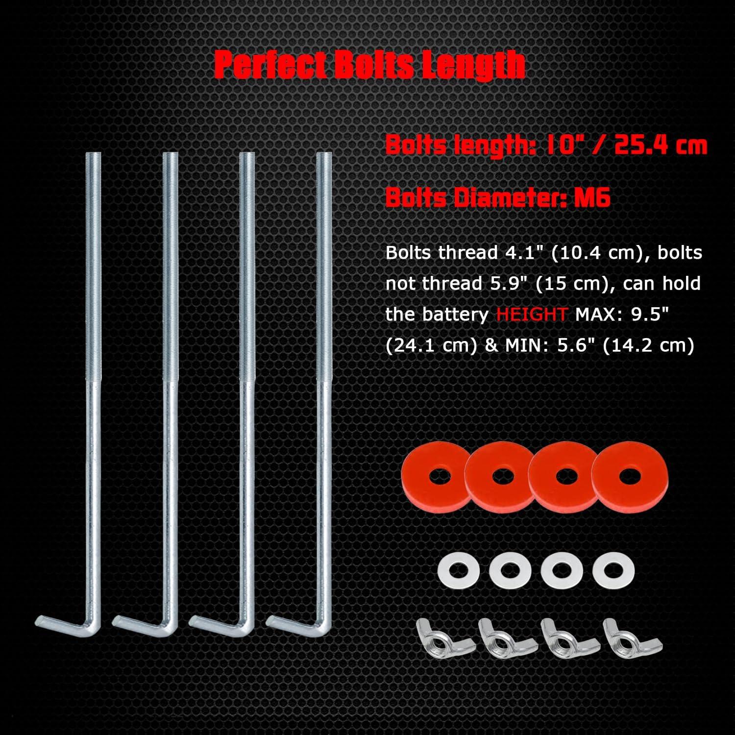 Abrazadera de sujeción de batería Ampper, 2 juegos, tornillos 20.3 cm