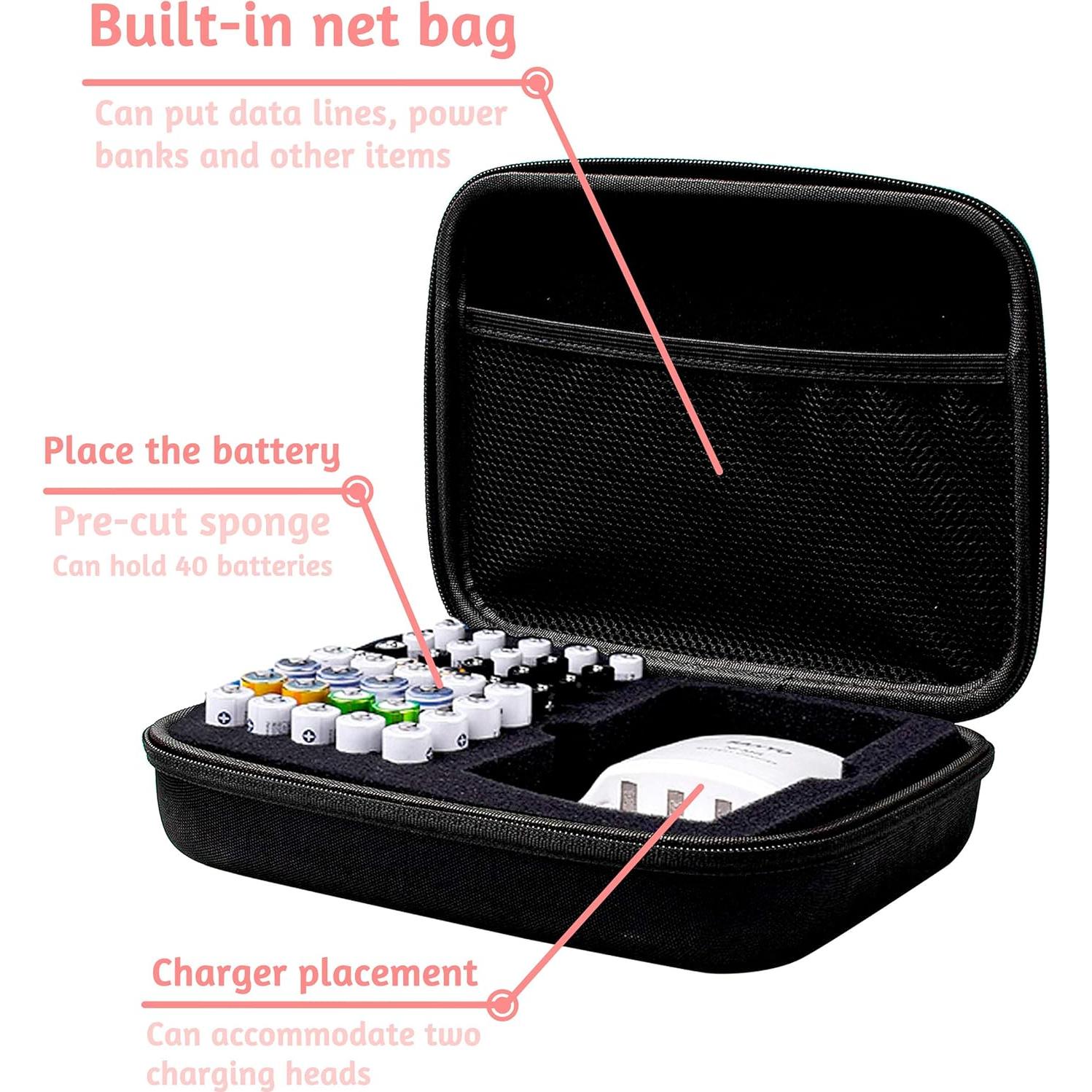 Bolsa de Almacenamiento para Baterías AA y AAA - Funda Dura