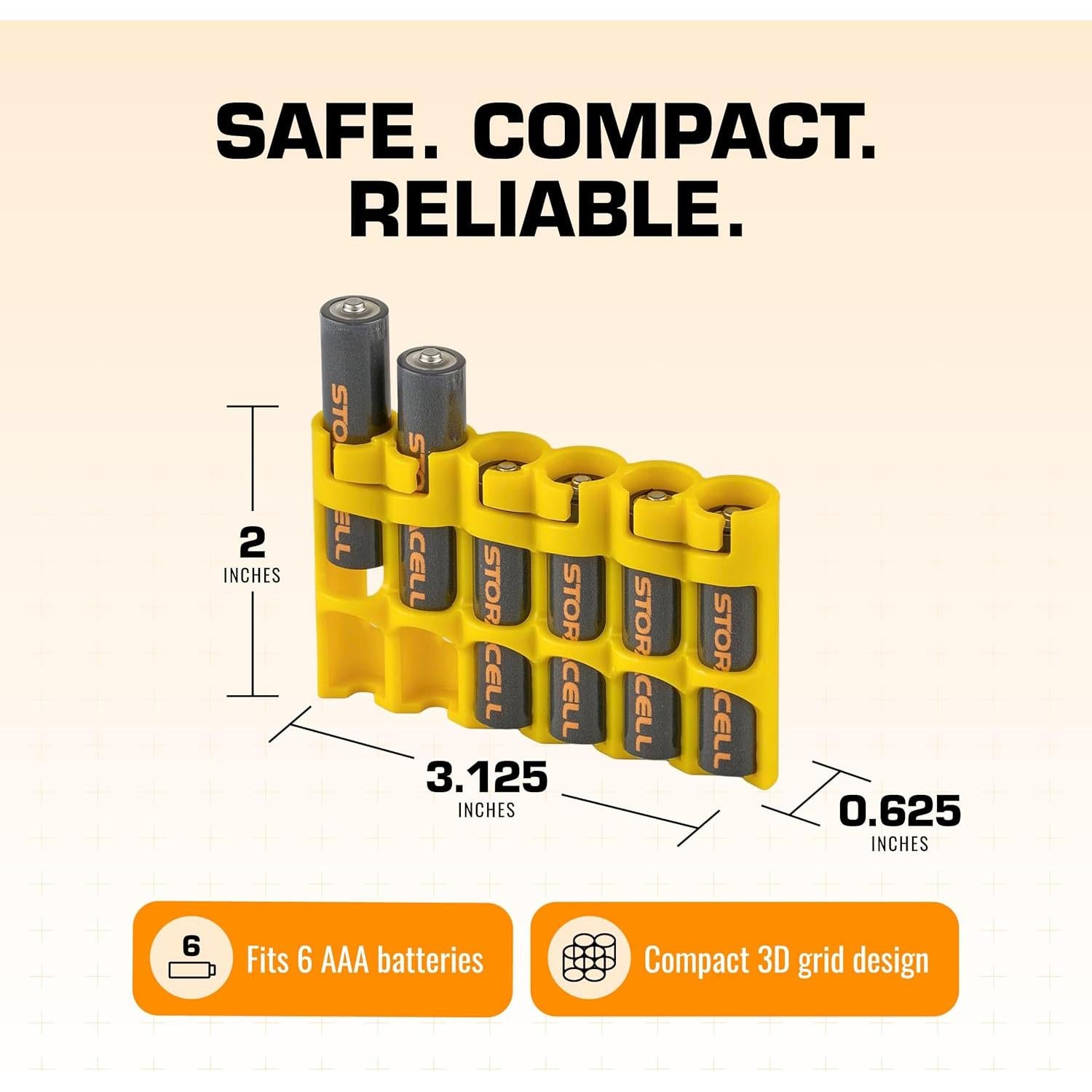 Caddy Dispensador de Baterías Storacell Slimline AAA-6 Amarillo