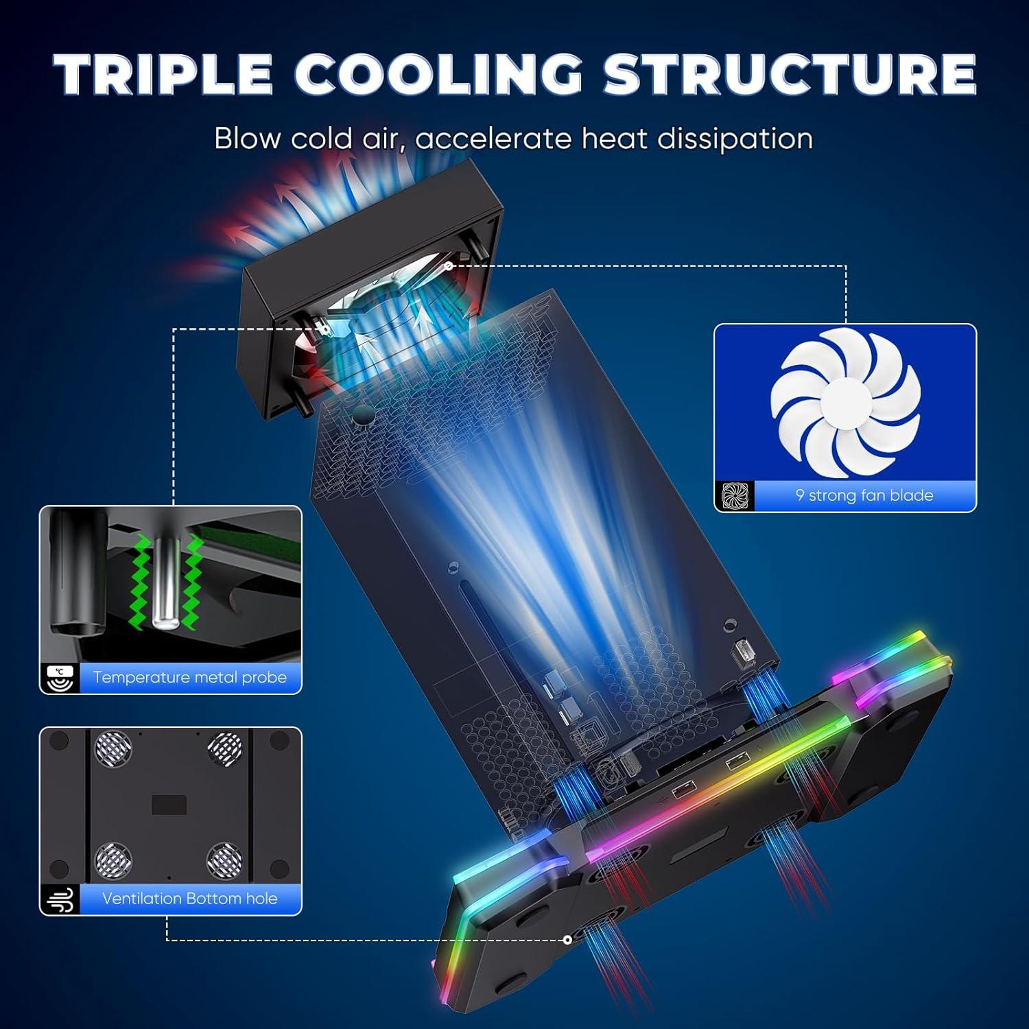 Estación de Carga y Ventilador RGB Auarte para Xbox Series X