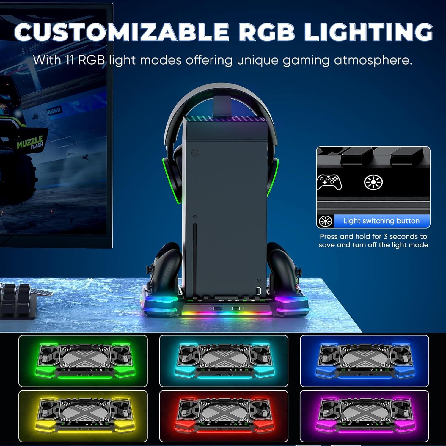 Estación de Carga y Ventilador RGB Auarte para Xbox Series X