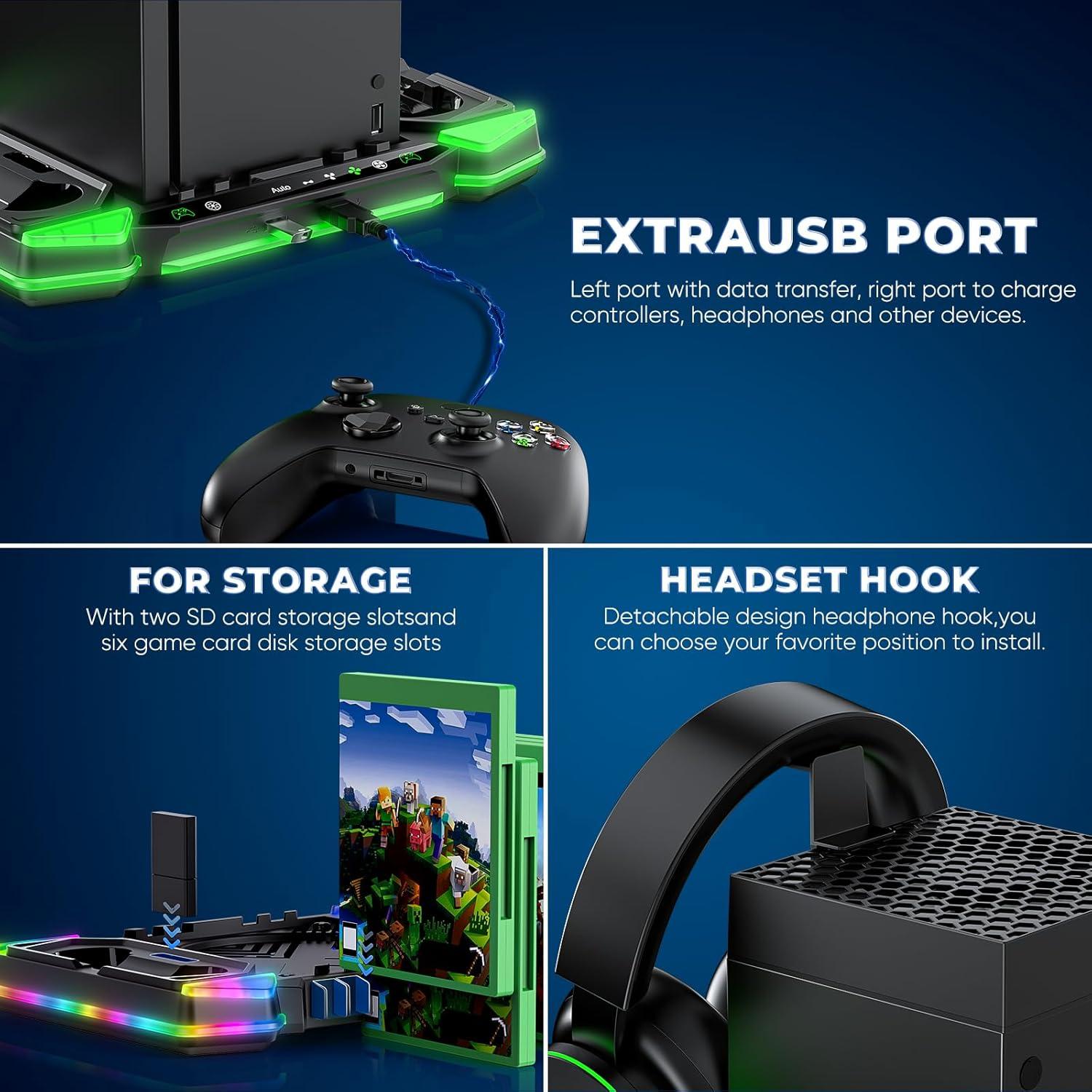 Estación de Carga y Ventilador RGB Auarte para Xbox Series X