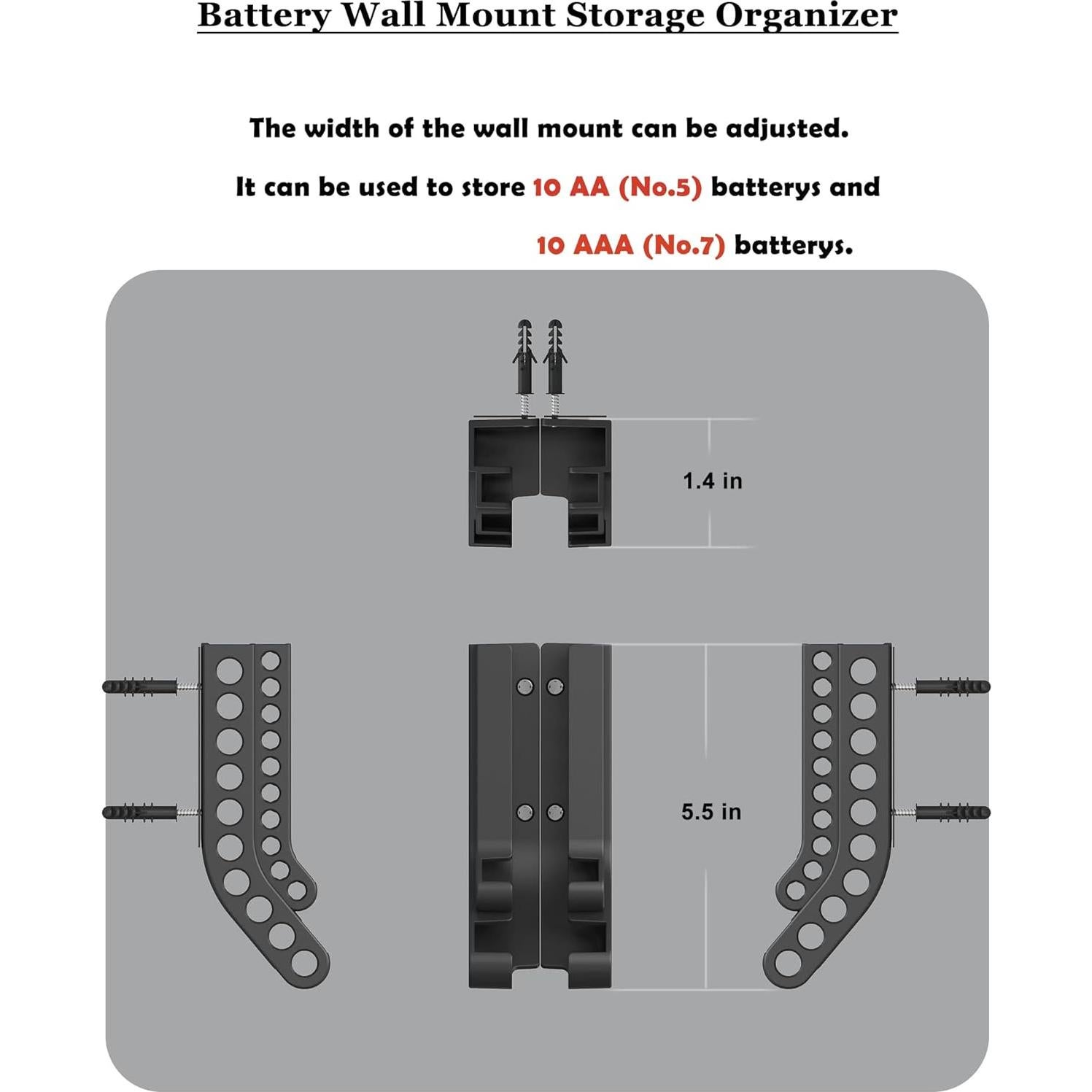 Organizador de Baterías AA y AAA NOTMBESTM Soporte de Pared