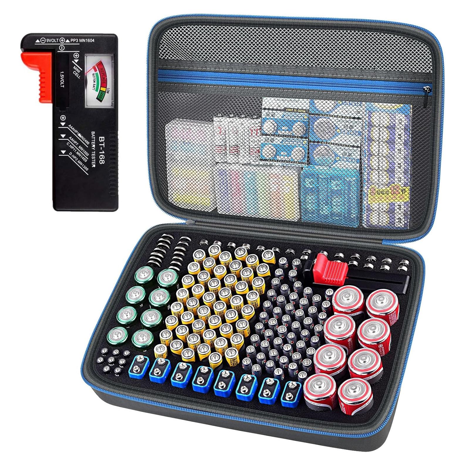 Organizador de Baterías ALKOO con Probador BT-168 Azul
