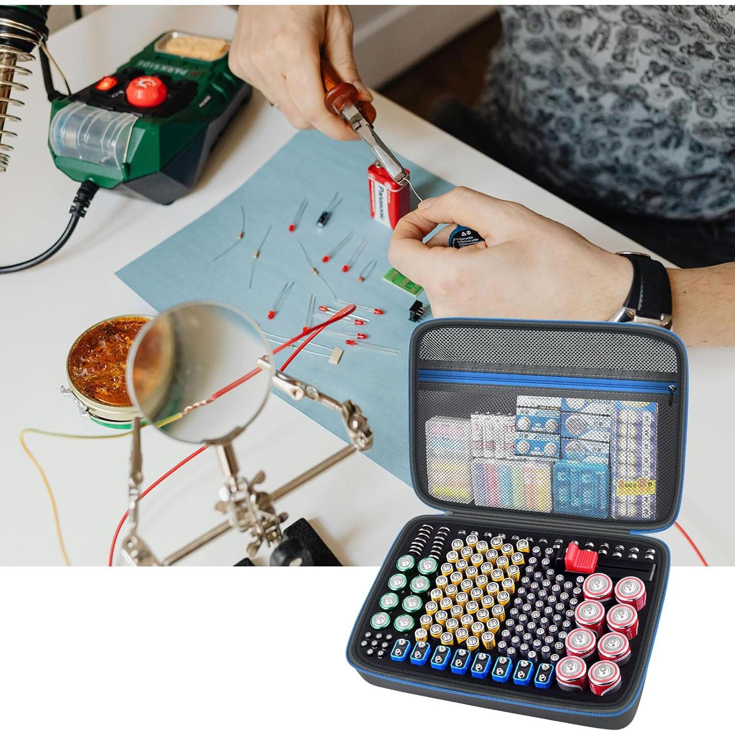 Organizador de Baterías ALKOO con Probador BT-168 Azul