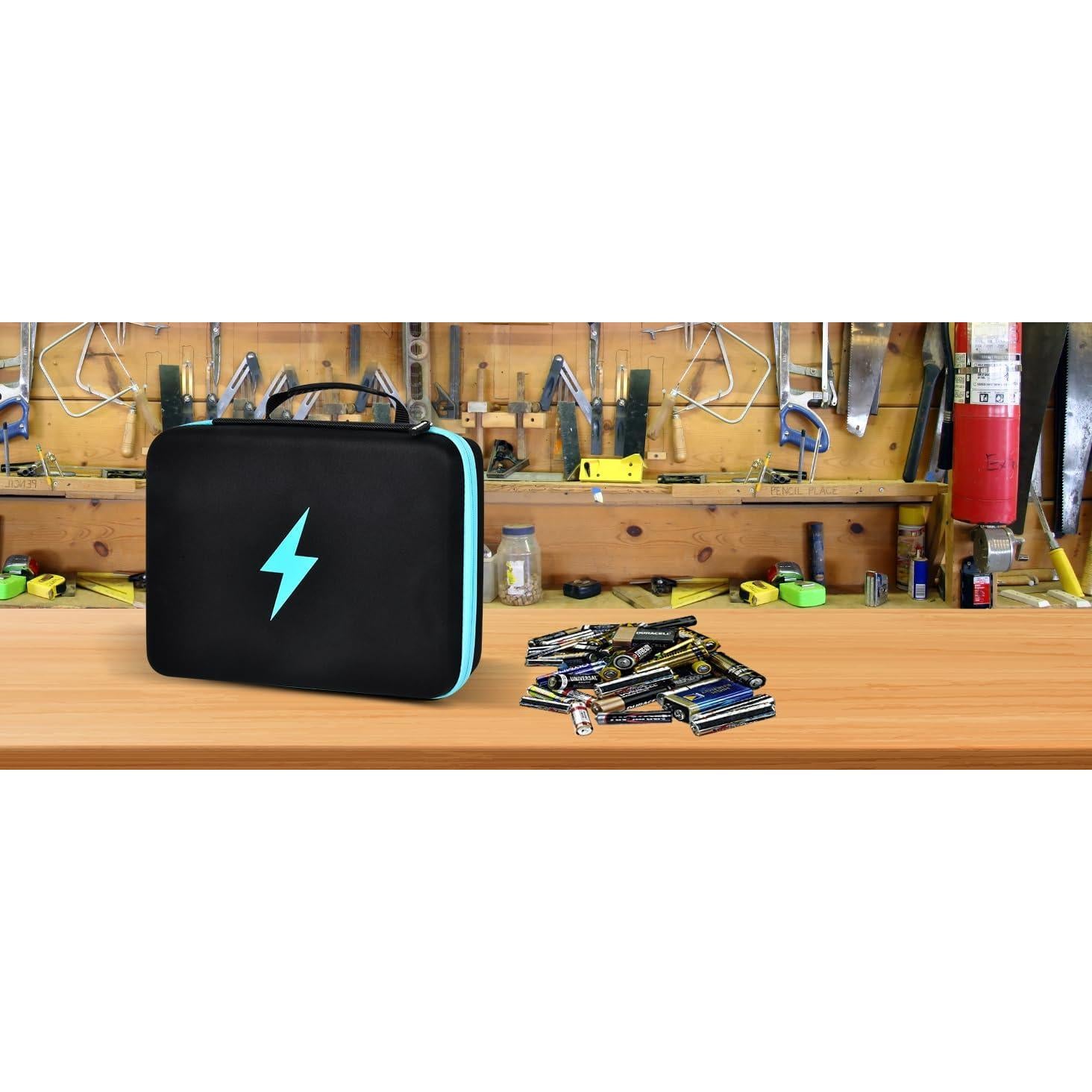 PAIYULE Battery Organizer Storage Case Box with Tester Checker, 220+ Batteries Holder Bag fits for AA AAA AAAA 9V C D Lithium 3V LR44 1.5V CR1632 CR2032 Home Garage Container