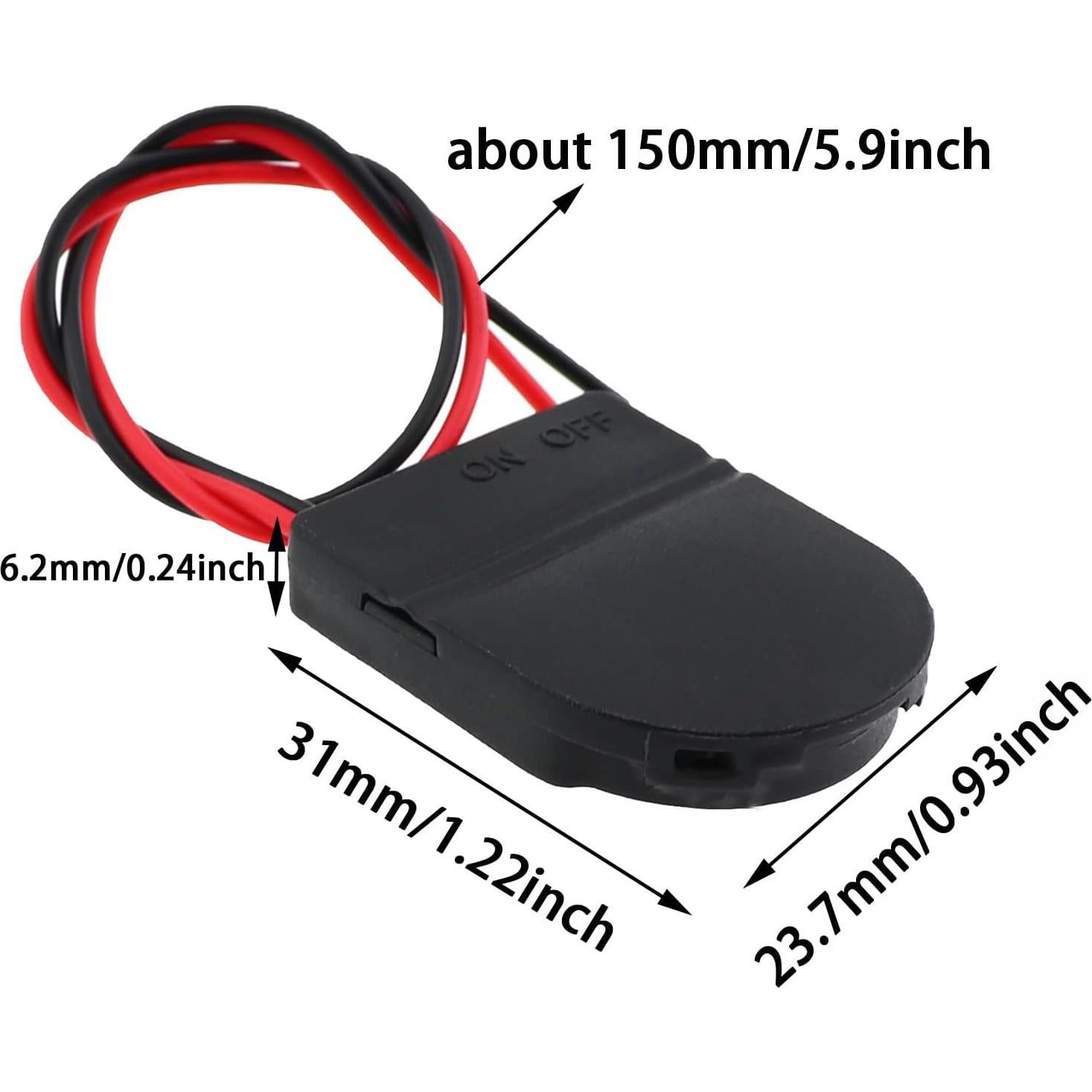 Soporte de Batería de Botón KKUANG 3V con Cable e Interruptor - 8PCS