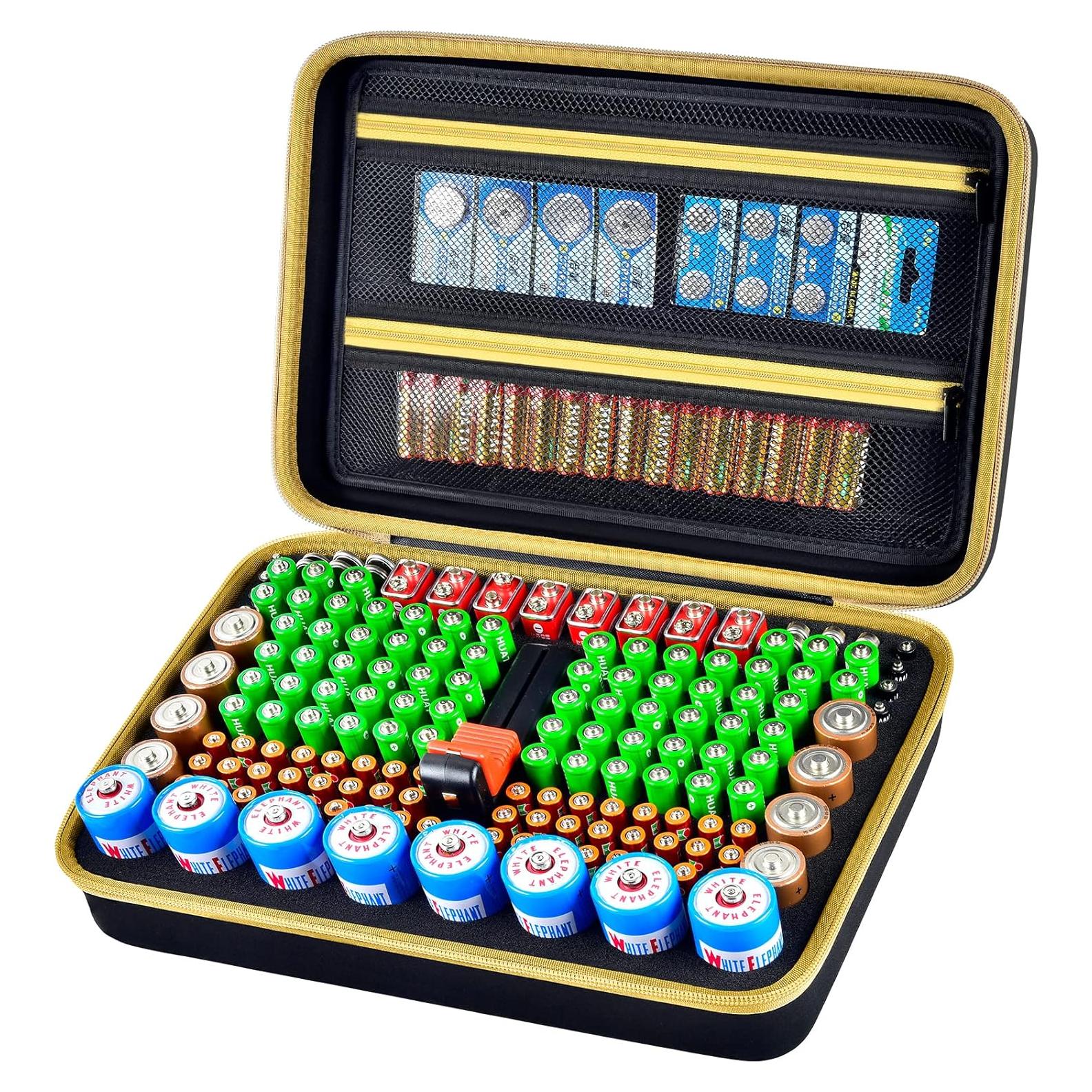 Estuche Organizador de Baterías Boobowl con Probador - Negro