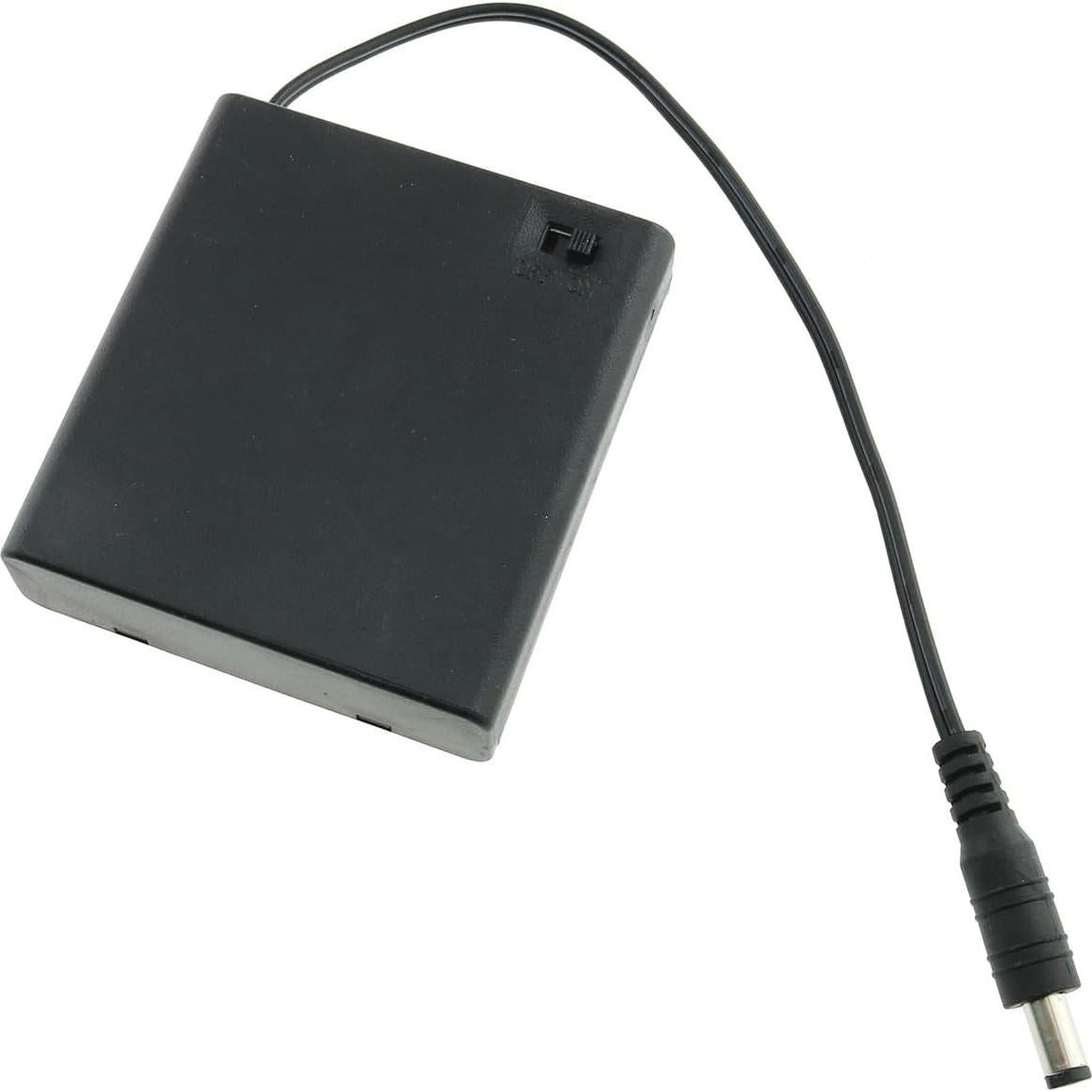 Conector Masculino DC 5.5x2.1mm E-excepcional con Caja de Batería 4 AA