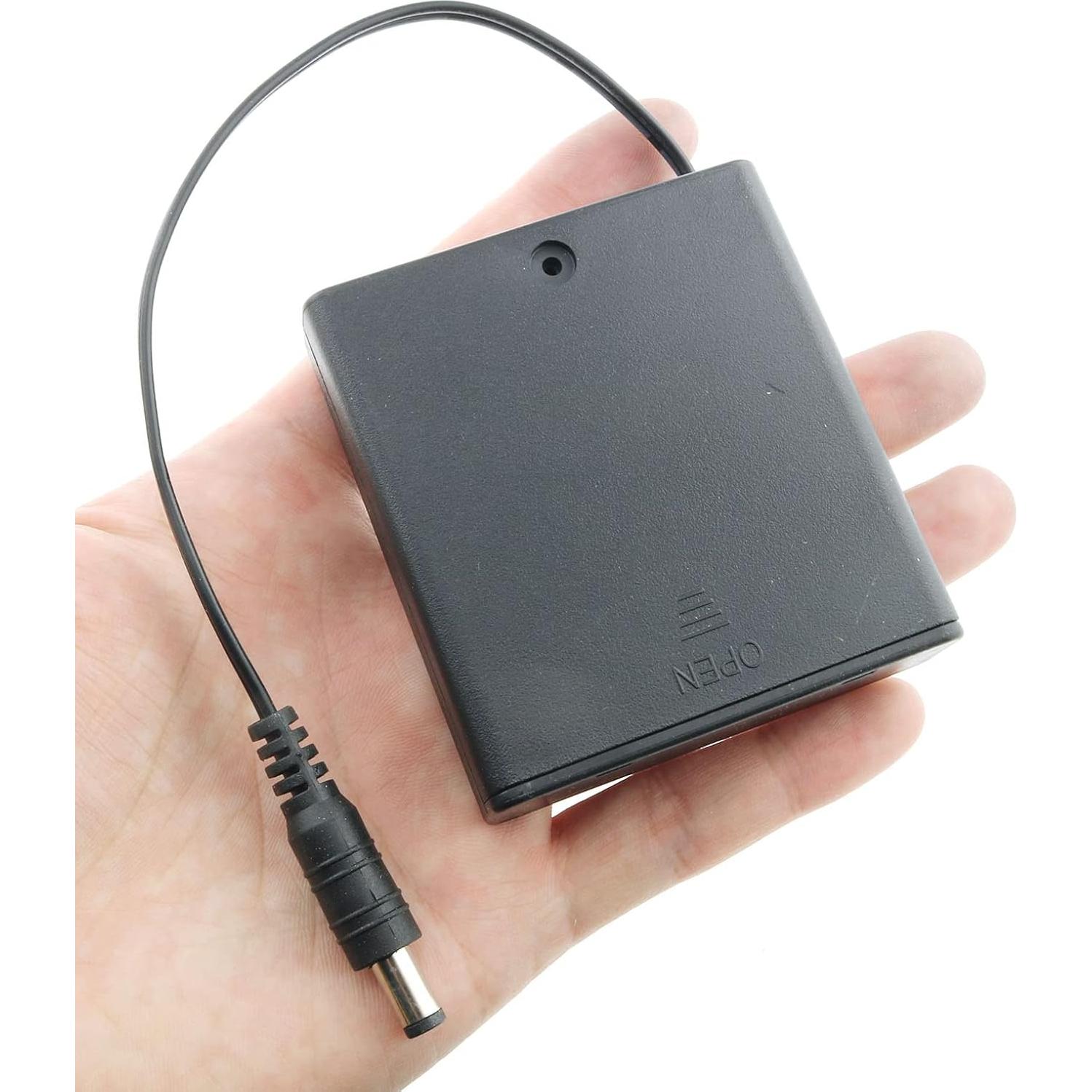 Conector Masculino DC 5.5x2.1mm E-excepcional con Caja de Batería 4 AA