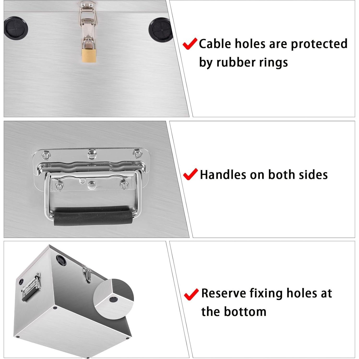 Caja de Batería Marina Peastorm Doble 12V Acero Inoxidable
