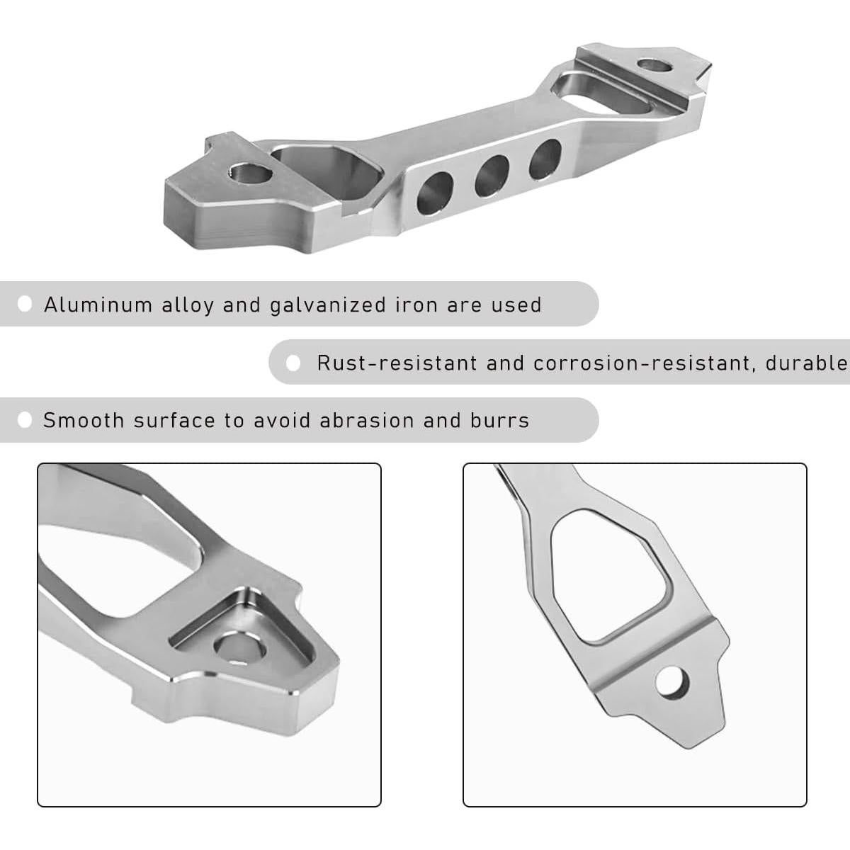 Soporte de Batería Automotriz Povtii - Aleación de Aluminio Plata
