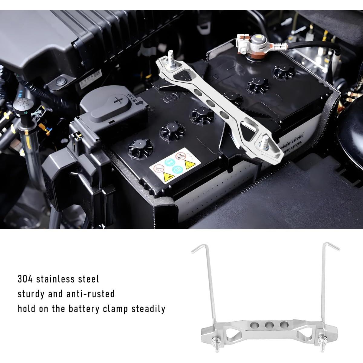 Soporte de Batería Automotriz Povtii - Aleación de Aluminio Plata