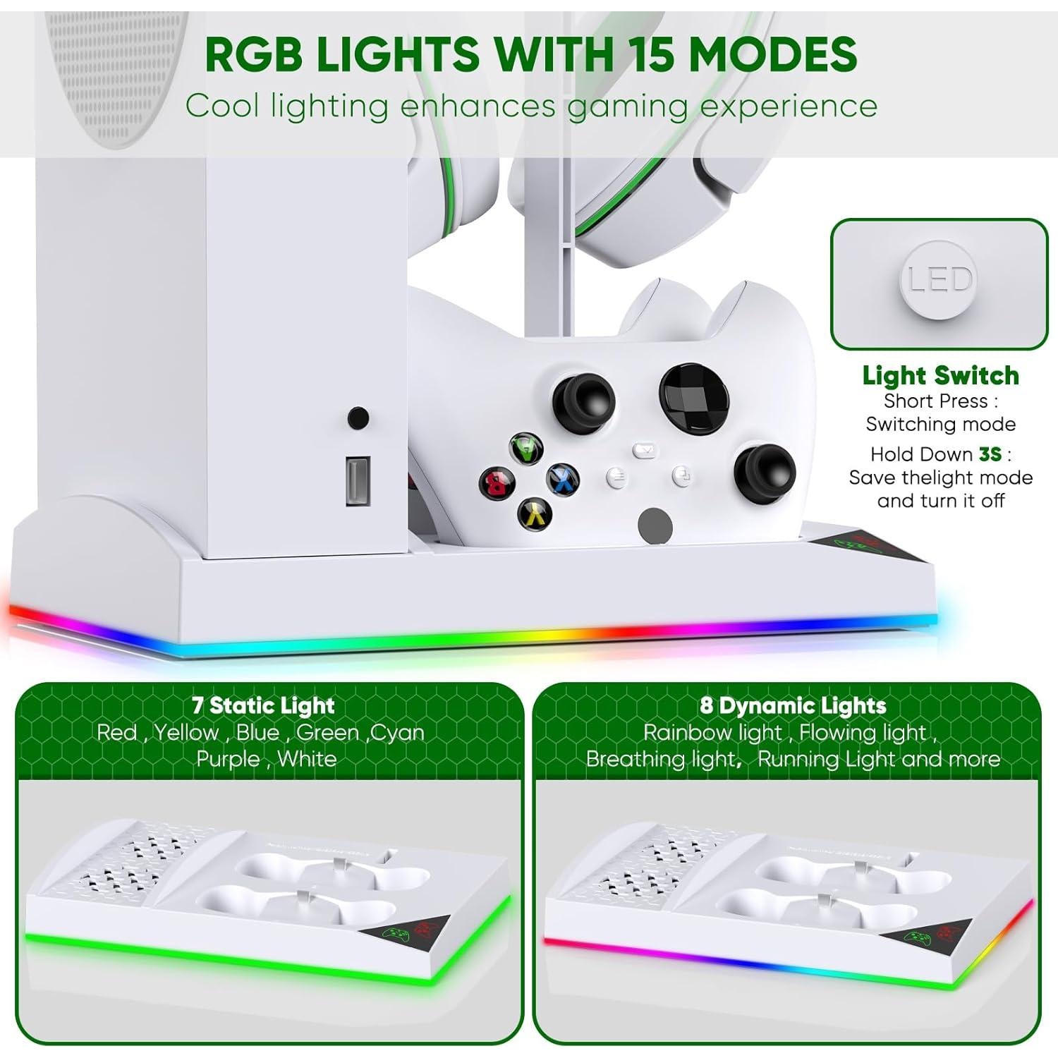 FYOUNG Soporte Enfriamiento RGB para Xbox Series S Carga Doble