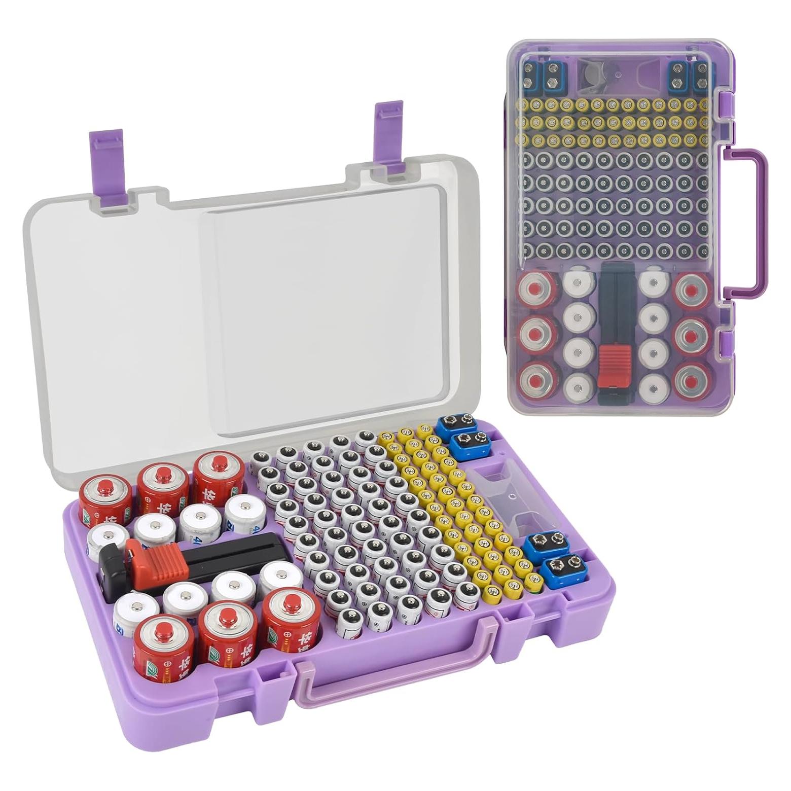 Caja organizadora de baterías Xuerdon con probador - 120+ piezas