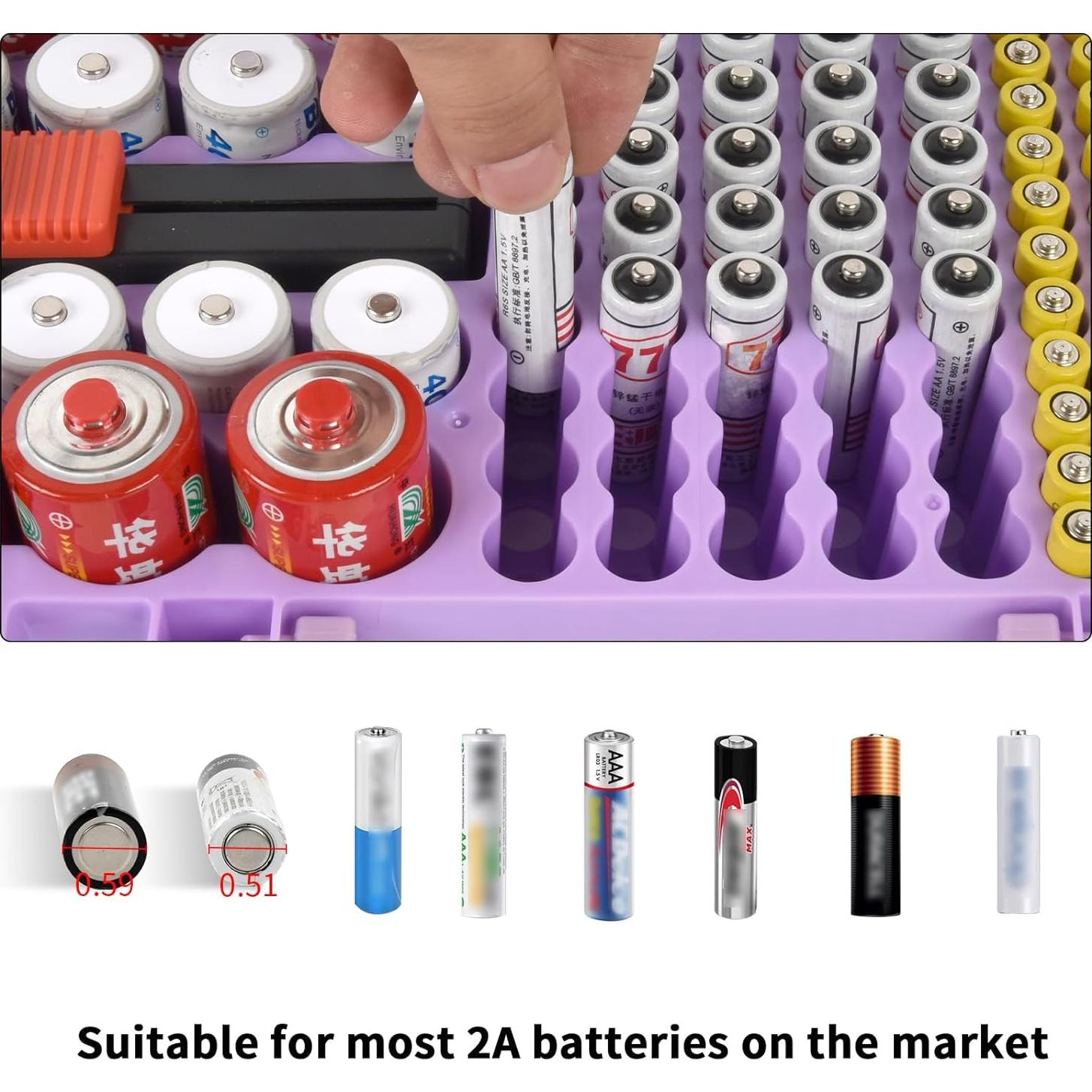 Caja organizadora de baterías Xuerdon con probador - 120+ piezas