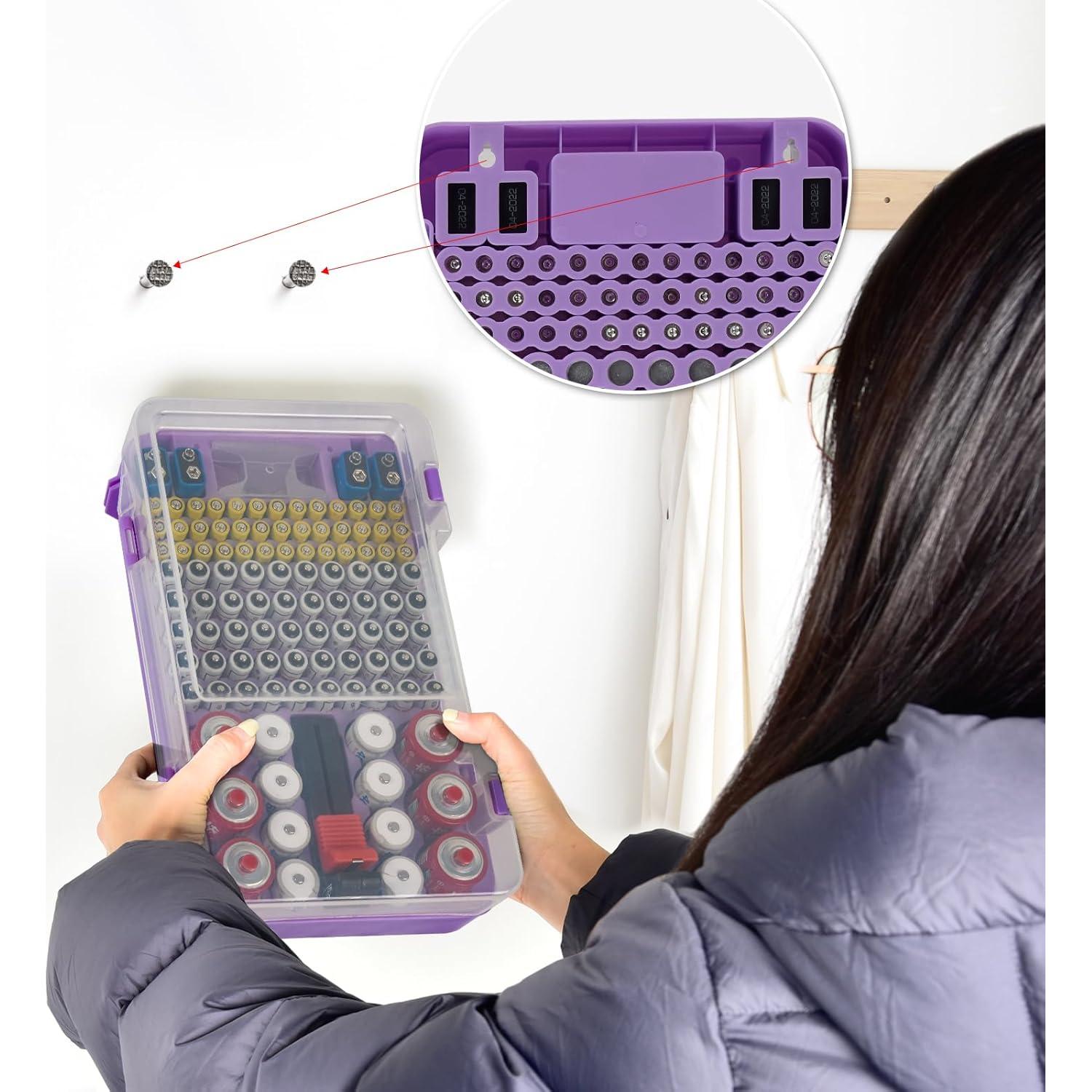 Caja organizadora de baterías Xuerdon con probador - 120+ piezas