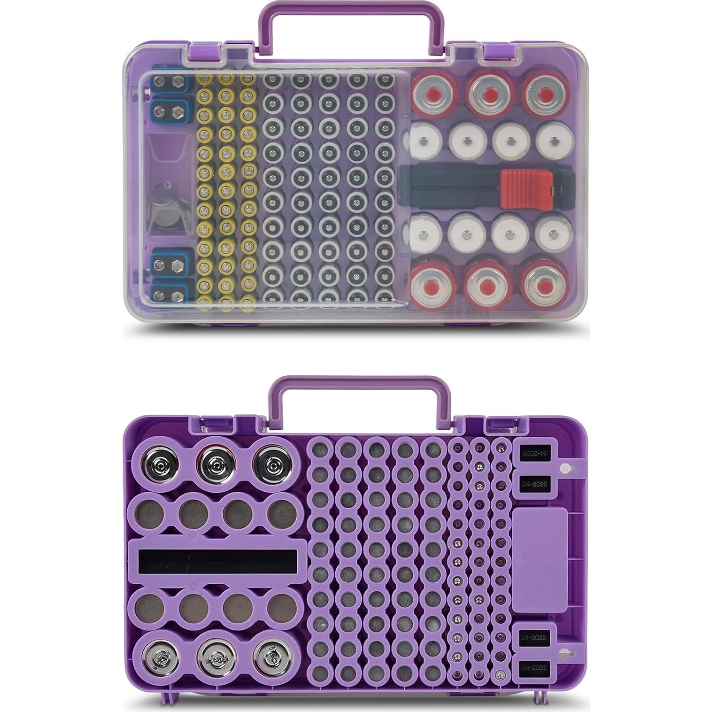 Caja organizadora de baterías Xuerdon con probador - 120+ piezas