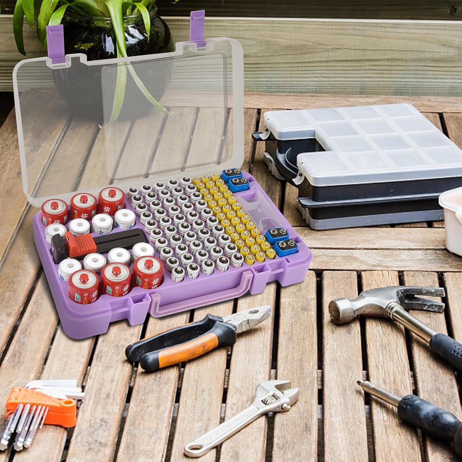 Caja organizadora de baterías Xuerdon con probador - 120+ piezas