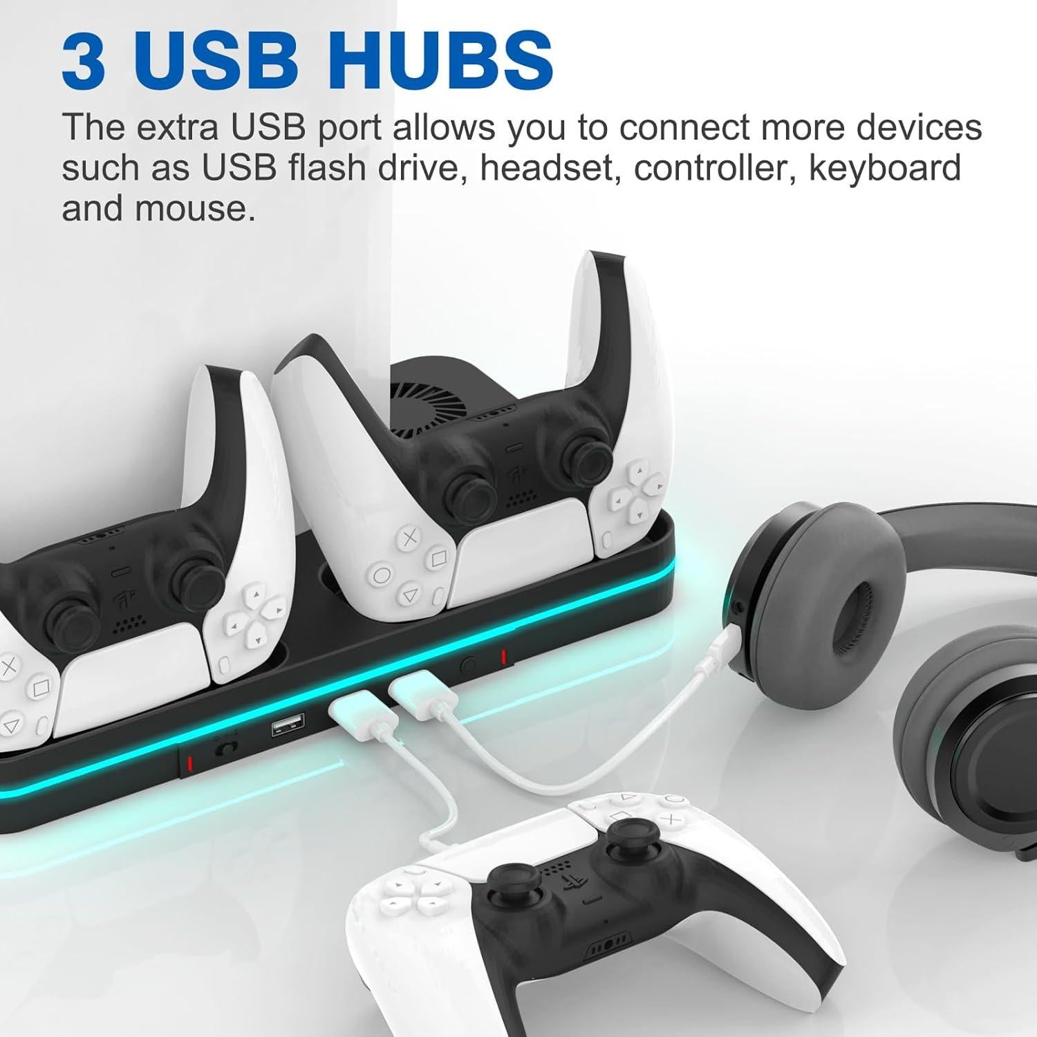 Estación de Enfriamiento PS5 Slim KEPLUG con Carga y RGB