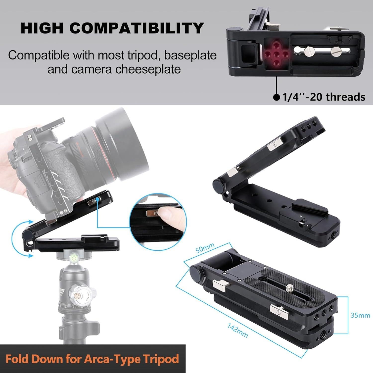 Placa de Batería V Montable NICEYRIG 598 Tipo L con Dovetails