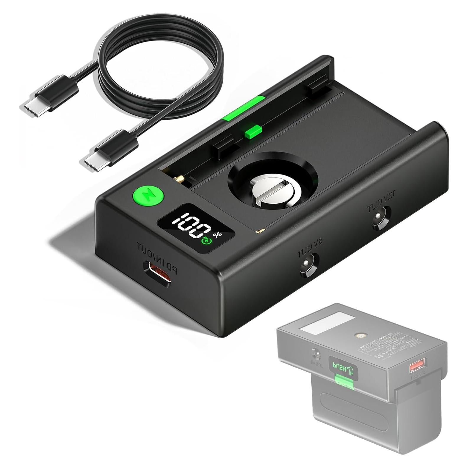 Placa de Montaje Adaptador Batería NP-F Palogreen 12V/8V USB-C
