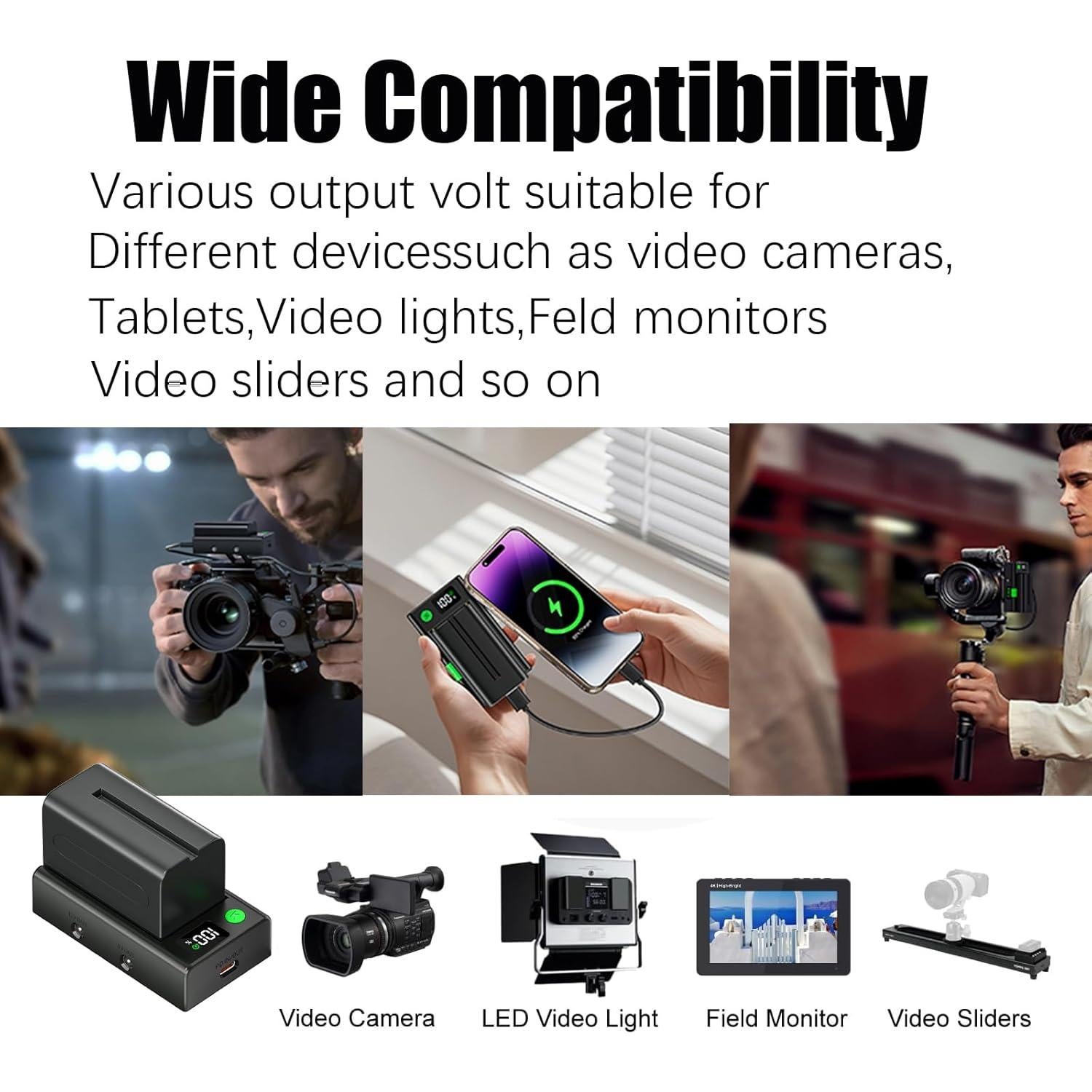 Placa de Montaje Adaptador Batería NP-F Palogreen 12V/8V USB-C