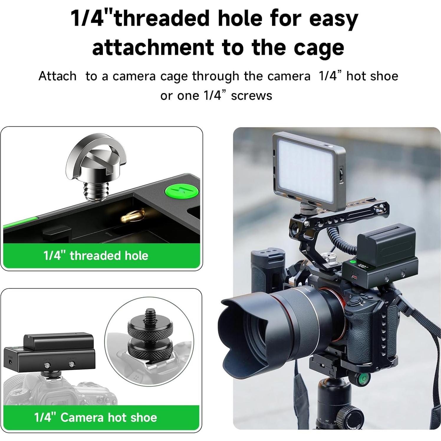 Placa de Montaje Adaptador Batería NP-F Palogreen 12V/8V USB-C