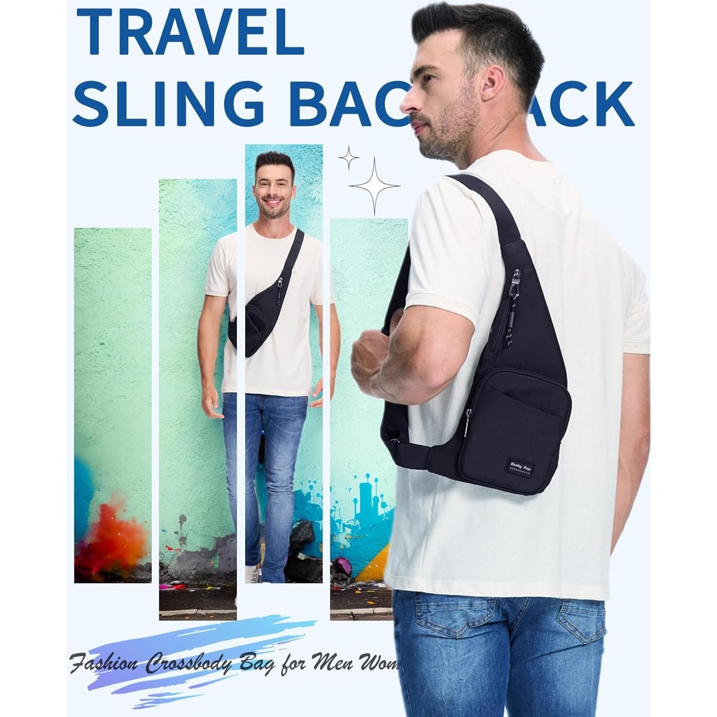 Bolsa Sling Antirrobo Seoky Rop Negra 5 Compartimentos