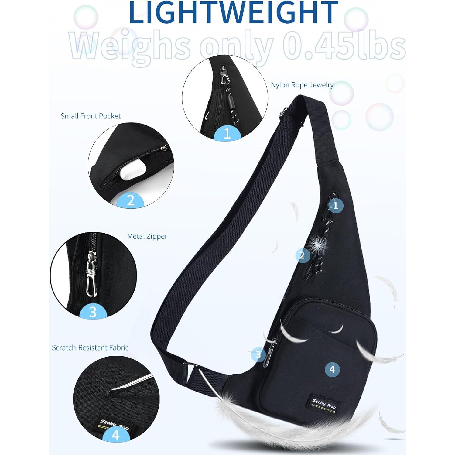 Bolsa Sling Antirrobo Seoky Rop Negra 5 Compartimentos