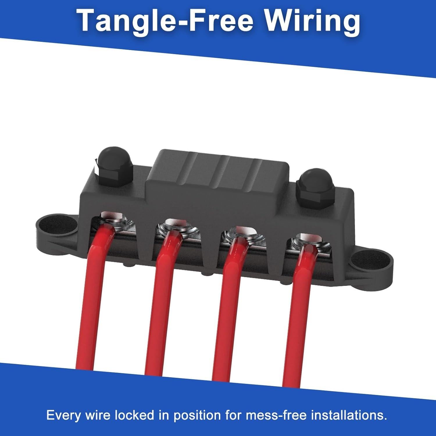 Bloque de Distribución de Energía Bus Bar 250A 12V Negro