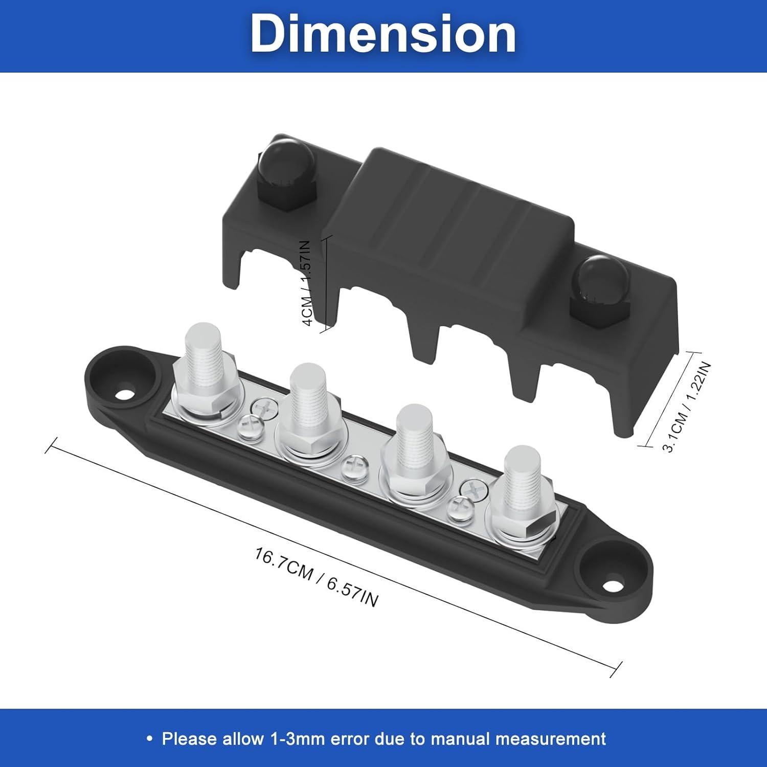 Bloque de Distribución de Energía Bus Bar 250A 12V Negro