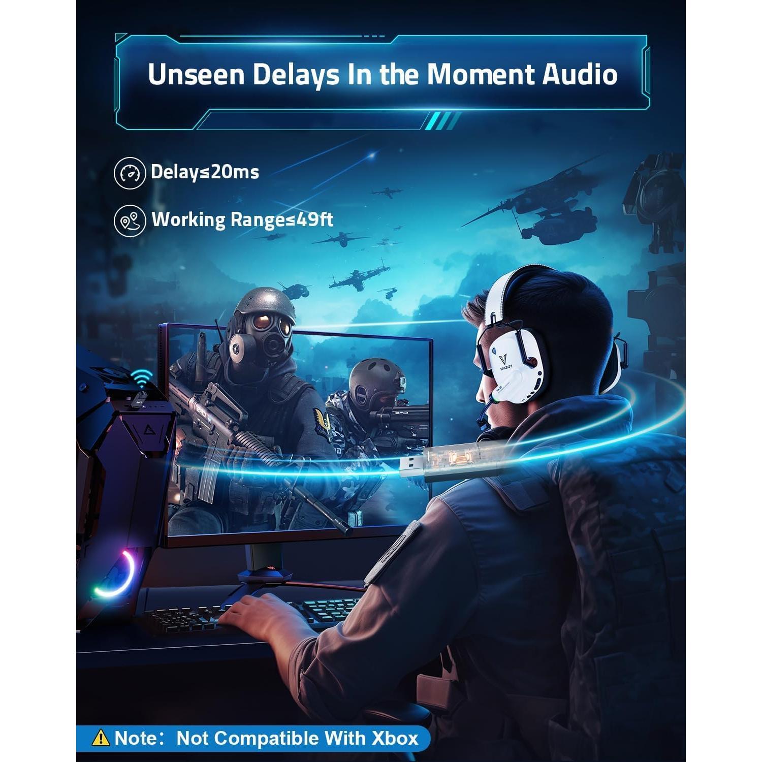 Auriculares Gaming Inalámbricos HW20 - 50mm, Bluetooth 5.4, 50H