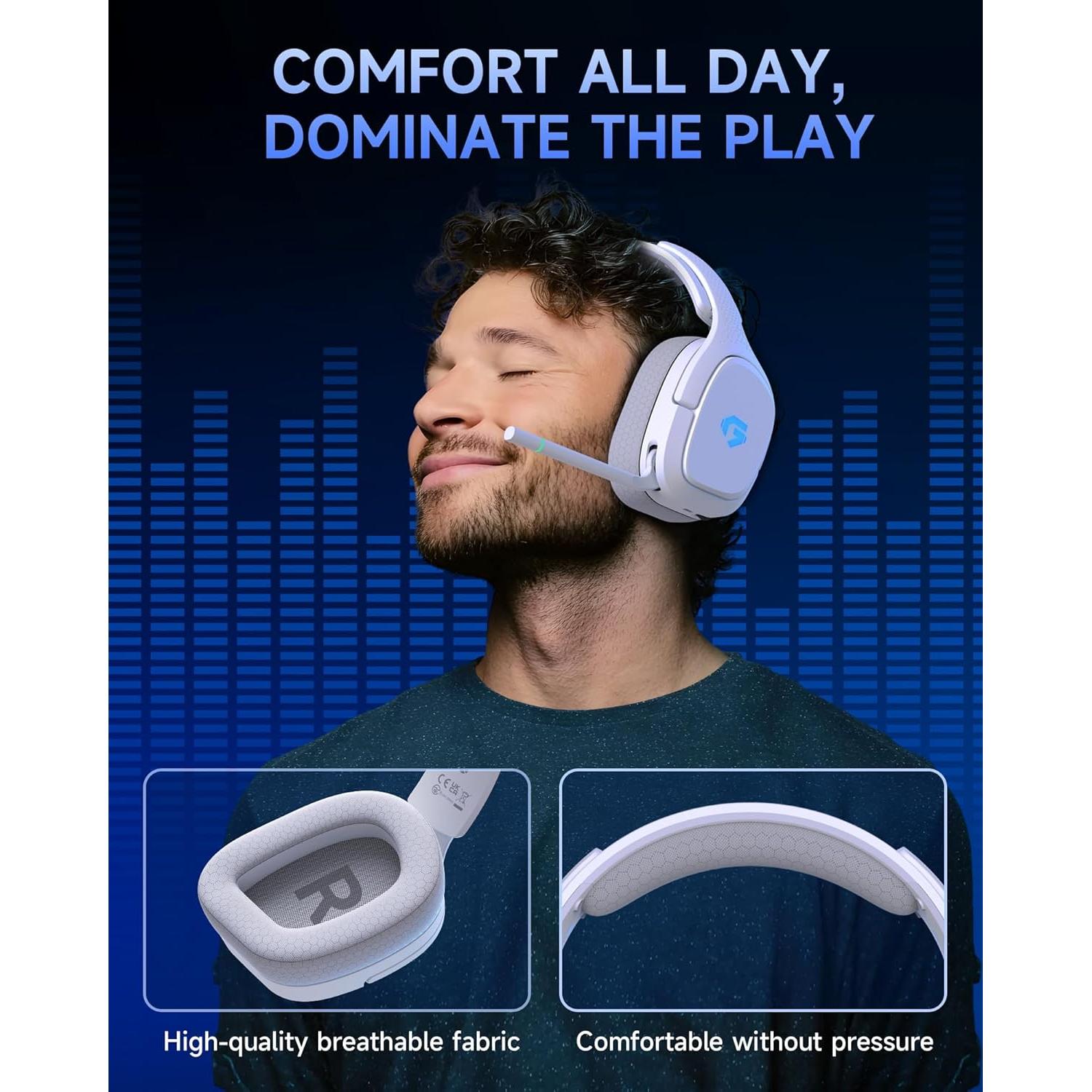 Auriculares Gaming Inalámbricos GMRPWNAGE CT700 50mm 30H Blanco