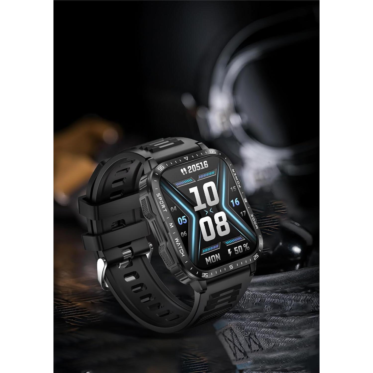 Reloj Inteligente Militar Dealark con Linterna LED 2.0" Negro