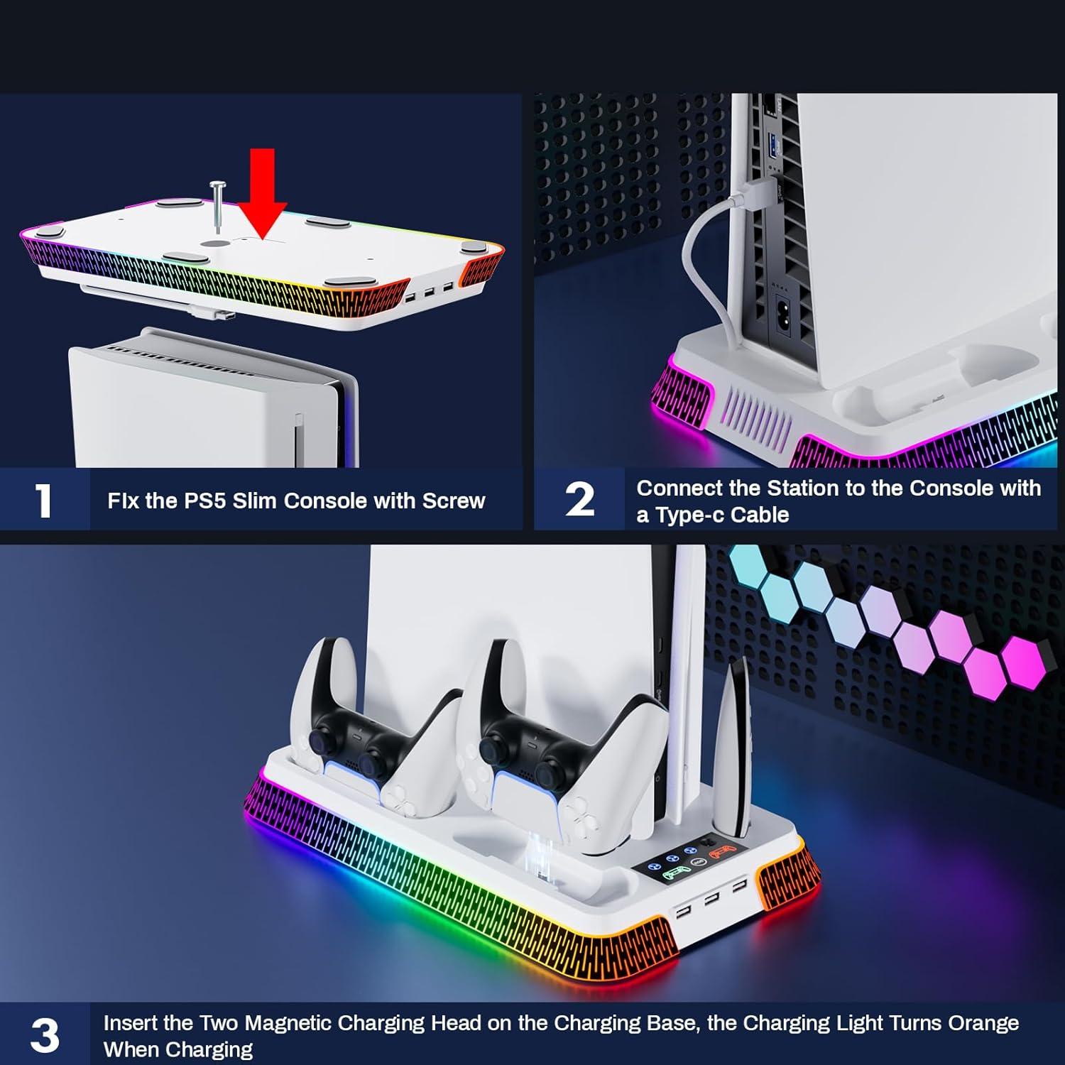 Estación de Enfriamiento y Carga PS5 LHFDIAN con RGB