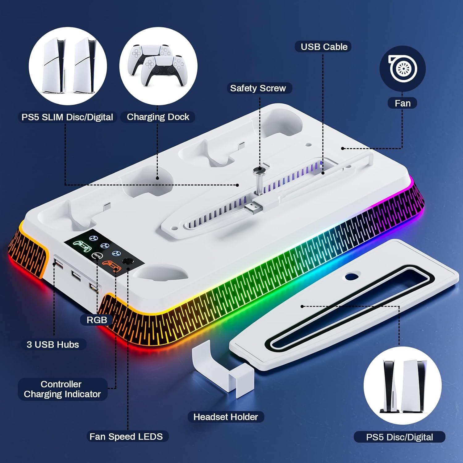 Estación de Enfriamiento y Carga PS5 LHFDIAN con RGB