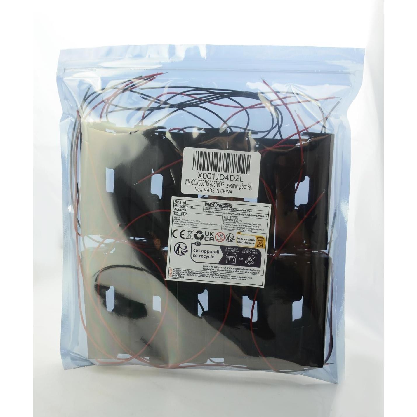 Caja de Batería 18650 WMYCONGCONG 20 Pcs 3.7V con Cable