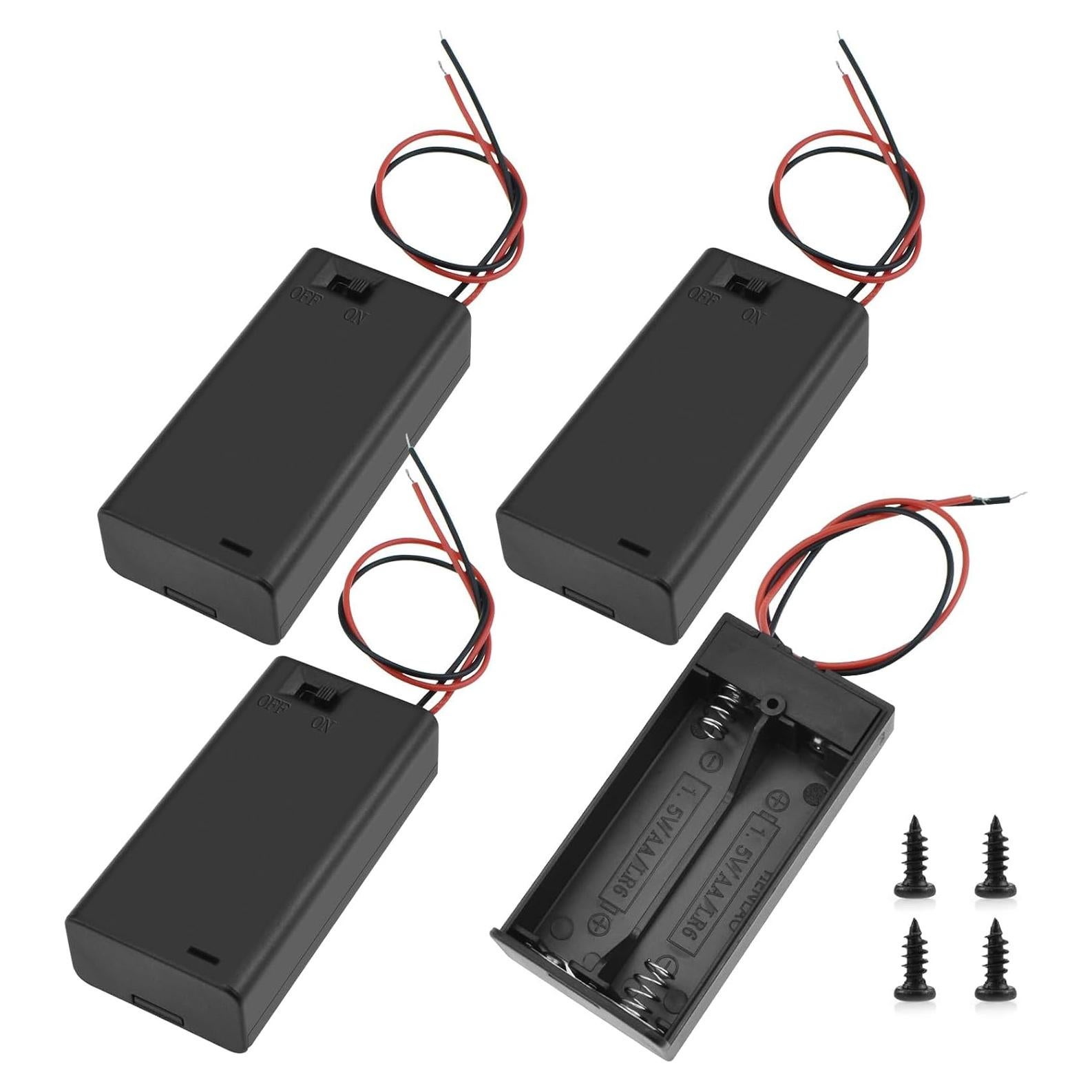 Soporte de Batería AA 2 x 1.5V con Interruptor ON/OFF - 4 Piezas