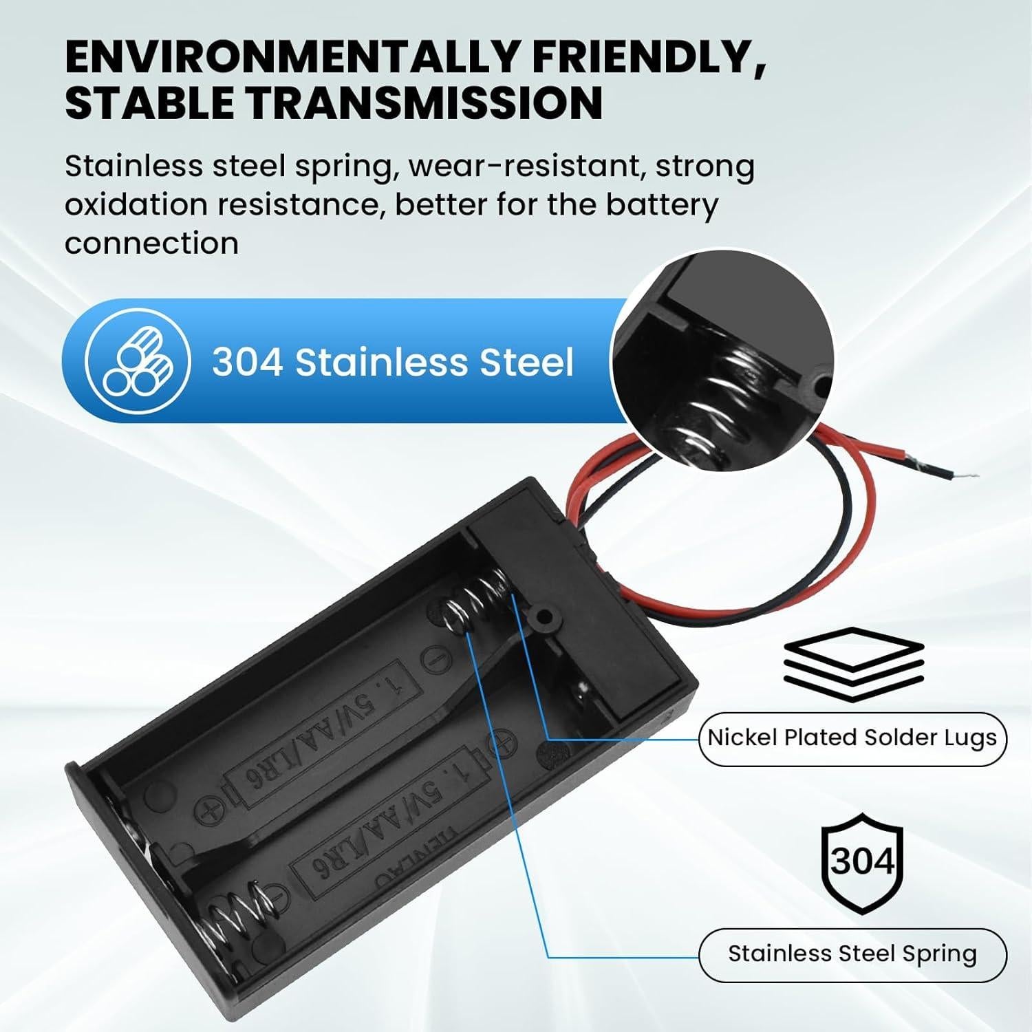 Soporte de Batería AA 2 x 1.5V con Interruptor ON/OFF - 4 Piezas